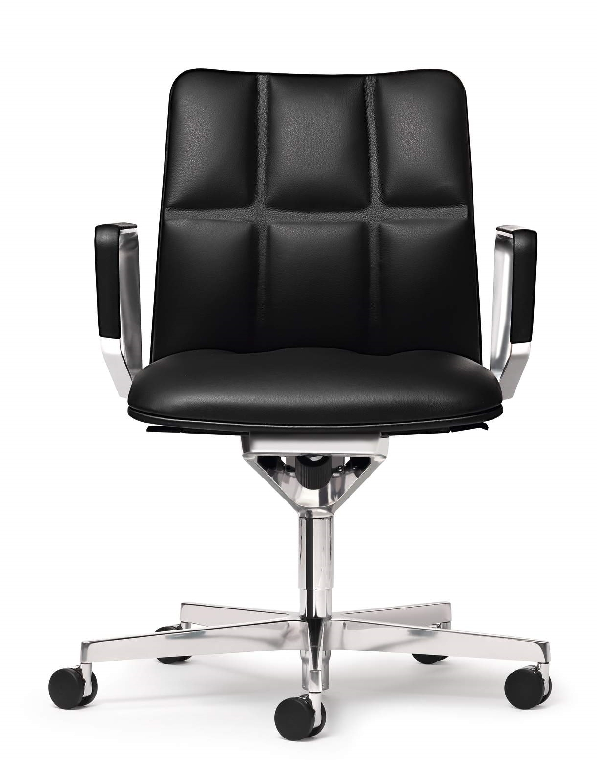 Schwarzer Leadchair Executive Drehstuhl von Walter Knoll mit Lederbezug und Chromgestell.