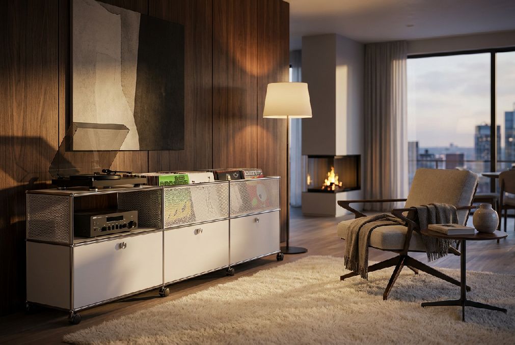 Sideboard mit Vinyl-Aufbewahrung USM Haller