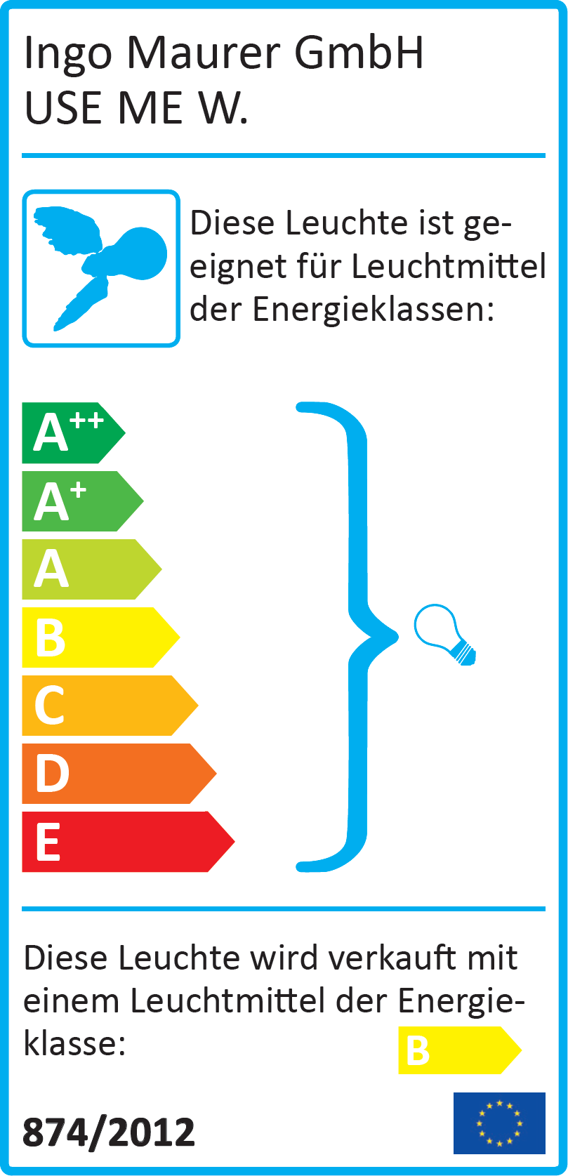 Energieeffizienzlabel der Ingo Maurer Use Me W. Wandleuchte mit Energieklasse B.