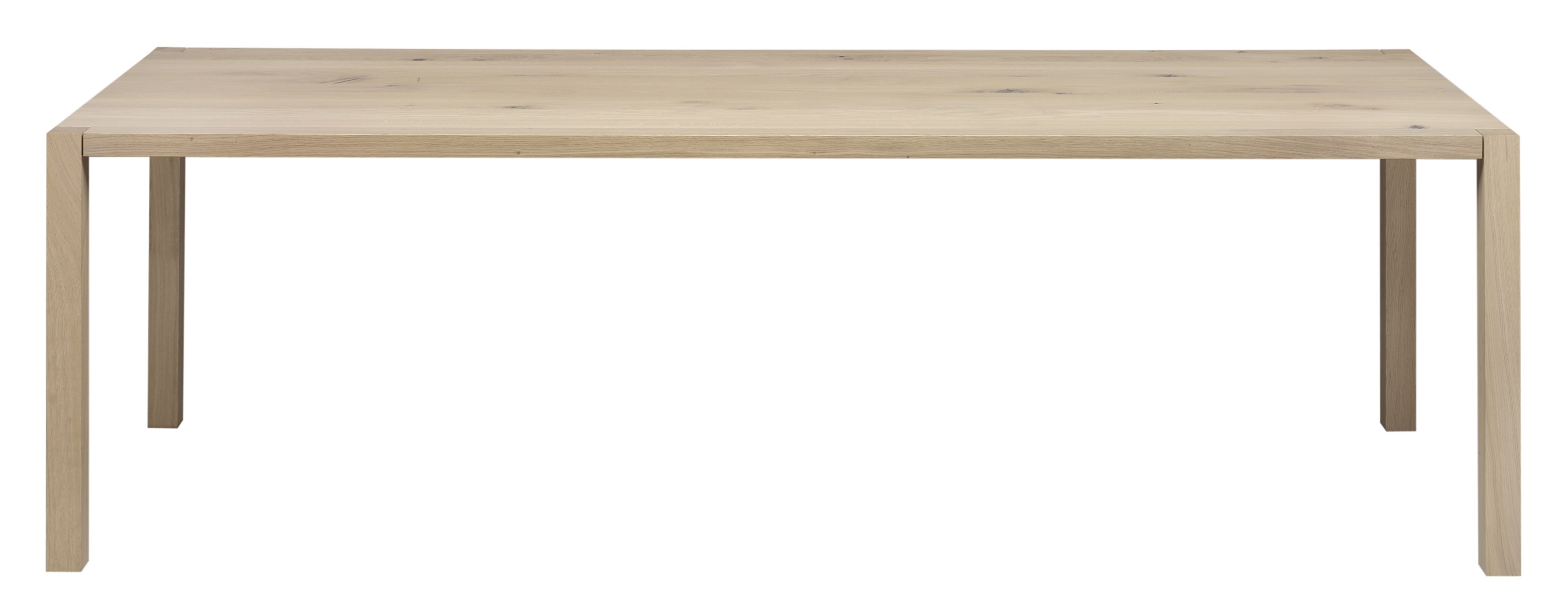 TA19 Sloane Tisch von e15 aus hellem, massivem Eichenholz, rechteckig und minimalistisch.