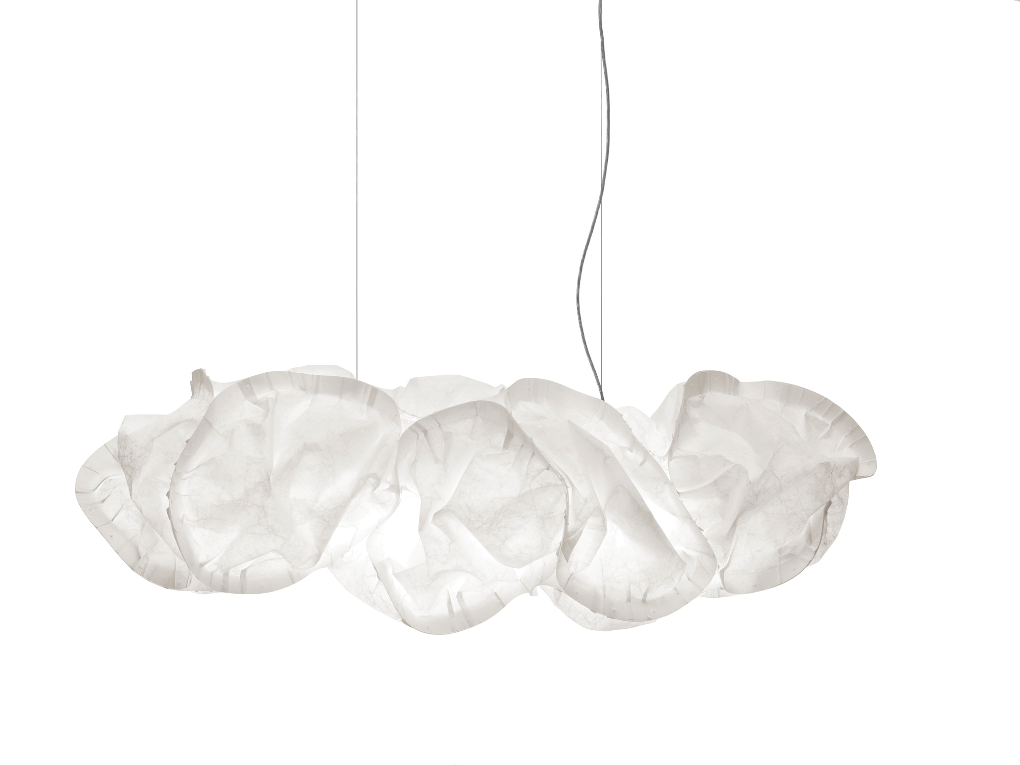 Weiße Belux Cloud XL Pendelleuchte: Moderne LED-Lampe in Wolkenform für Wohnzimmer und Büro.