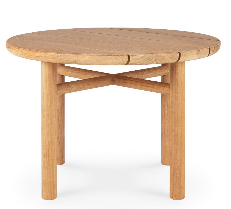 Runder Ethnicraft Couchtisch aus Teakholz für den Außenbereich, Quatro Design.