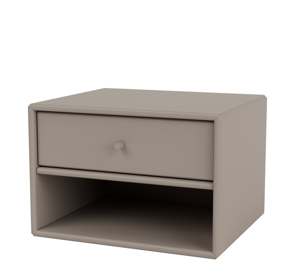 Bild eines Dash Nachttischs in Truffle Montana mit Schublade und Ablagefach.