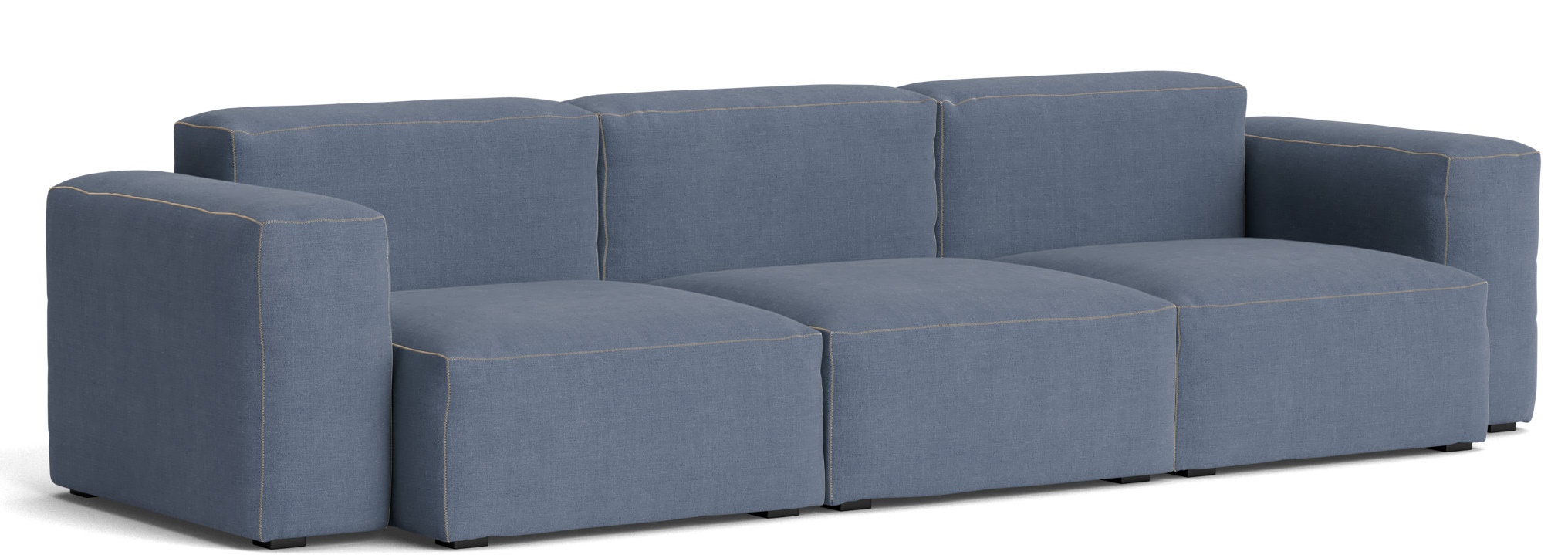Mags Soft Sofa Low armrest 3-Sitzer Combination 1 Hay Stoff Linara 198 mit Beige Naht
