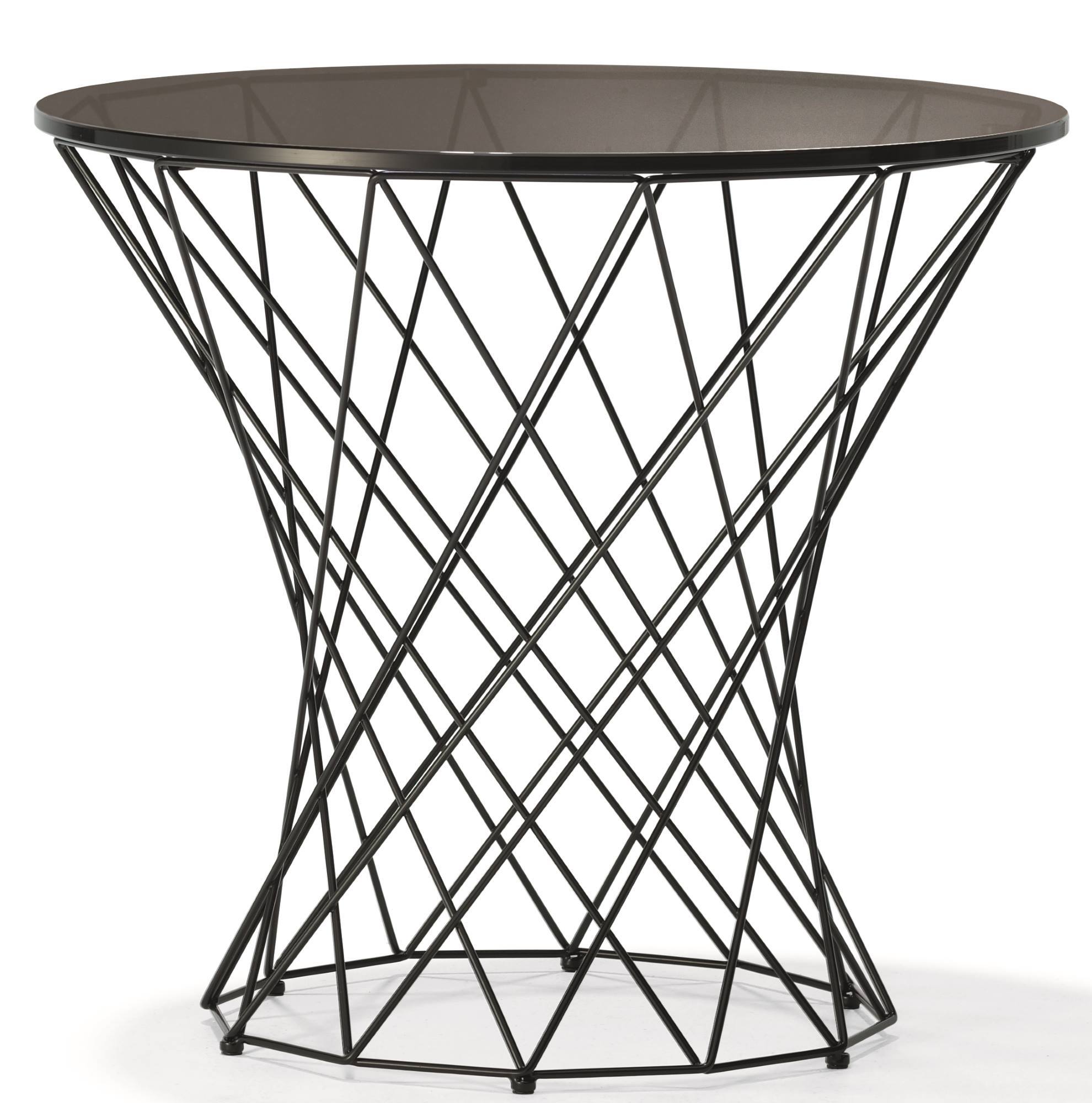 Oota Beistelltisch von Walter Knoll: Moderner Tisch mit schwarzem Drahtgestell und grauer Tischplatte.