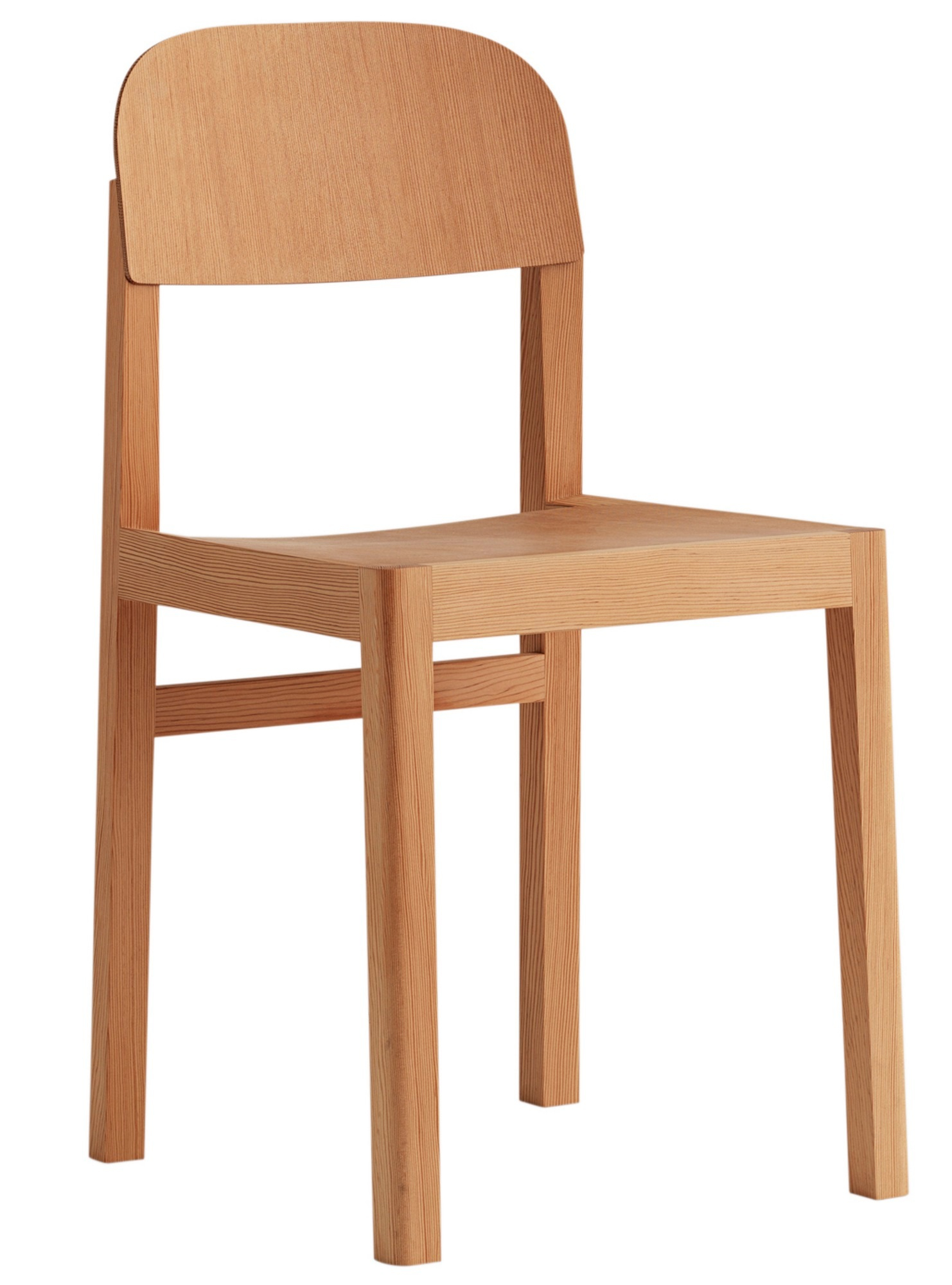 Muuto Workshop Chair Stuhl aus hellem, unbehandeltem Holz, minimalistisches Design für Esszimmer und Büro.