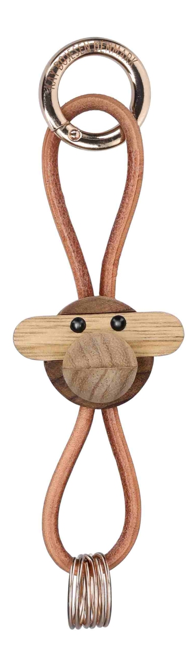 Affe Schlüsselanhänger goldfarbenes Metall mit Naturleder Kay Bojesen