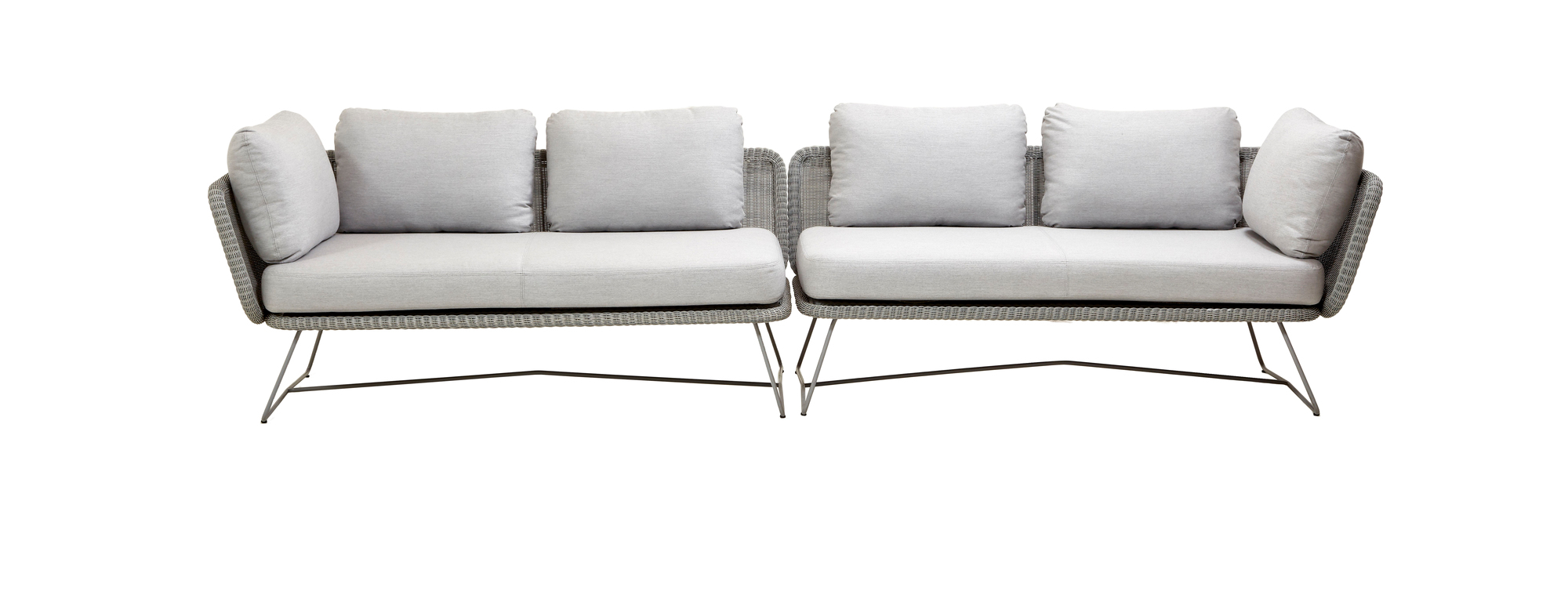 Horizon Outdoor Sofa, 2-Sitzer Modulsofa von Cane-Line, graues Rattan, bequeme Outdoor-Möbel für Garten und Terrasse.