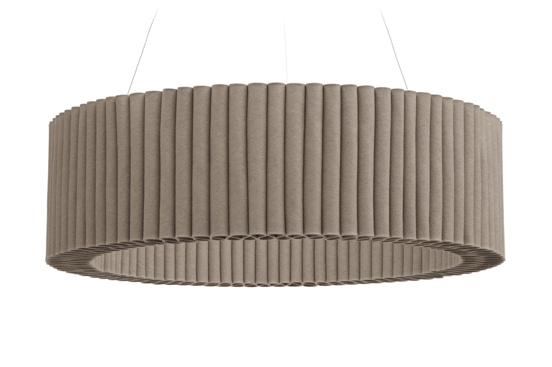 Beige Welle Deckenobjekt von Hey Sign mit Aufhängung, moderne Filz Deckenleuchte für stilvolle Raumgestaltung.