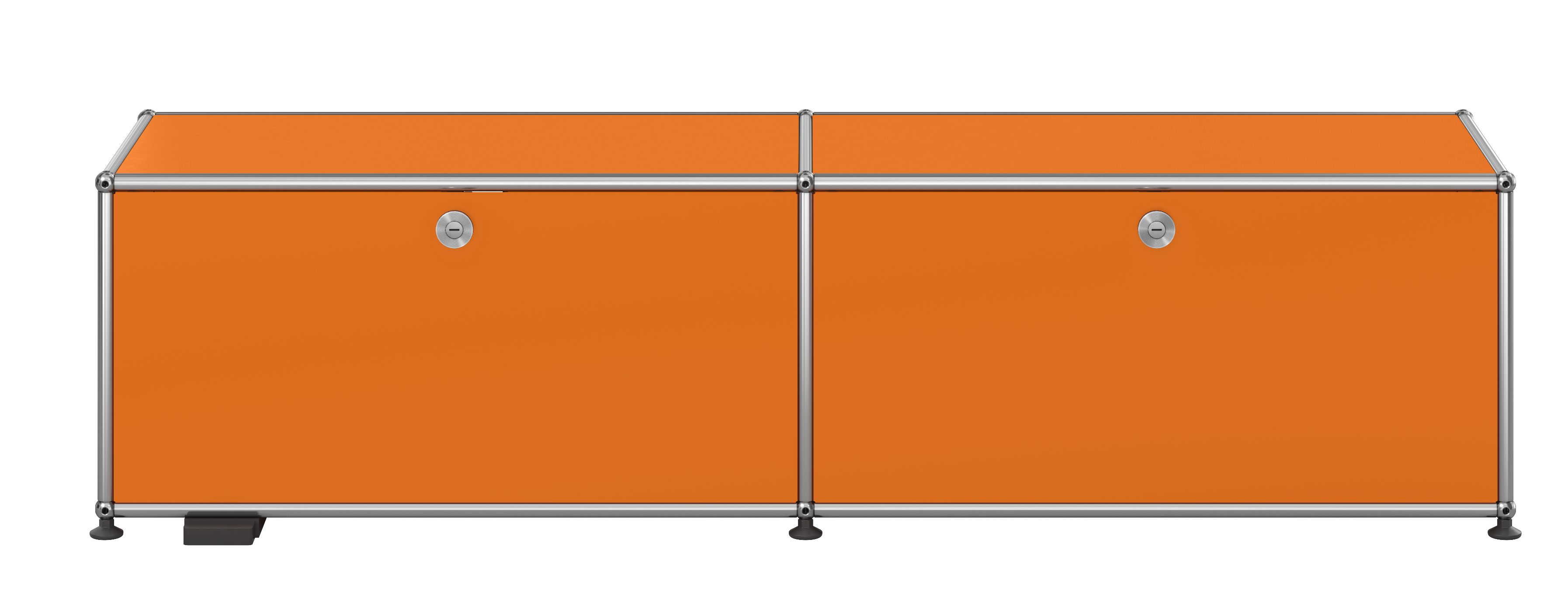 USM Haller TV-/Hi-Fi Lowboard M61 auf Rollen mit 2 Klapptüren QUICK SHIP Reinorange