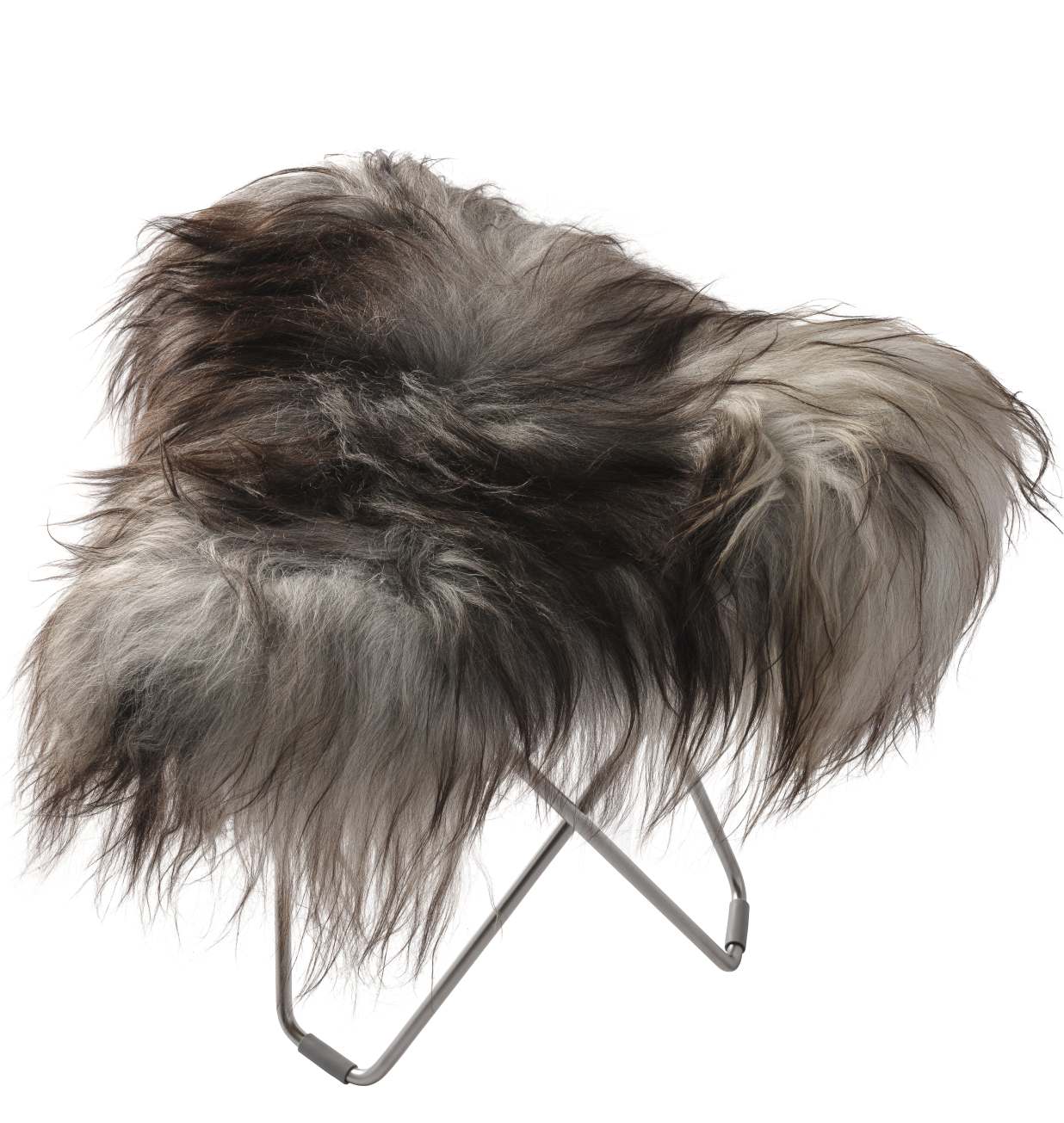 Iceland Flying Goose Schaffellhocker Cuero Chrom / Wild grau