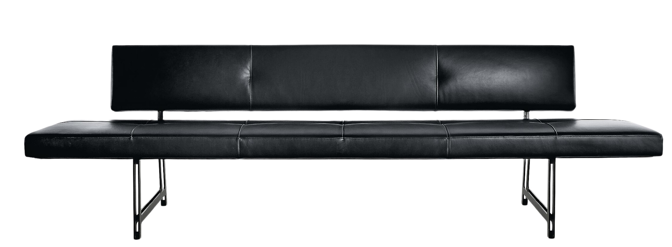 Schwarze 510 Foster Polsterbank von Walter Knoll mit Lederbezug und minimalistischem Stahlgestell.