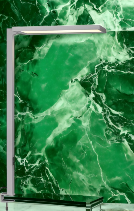 Silberne Leggero LED Tischleuchte für Büro und Arbeitsplatz, modernes Design für optimale Beleuchtung.