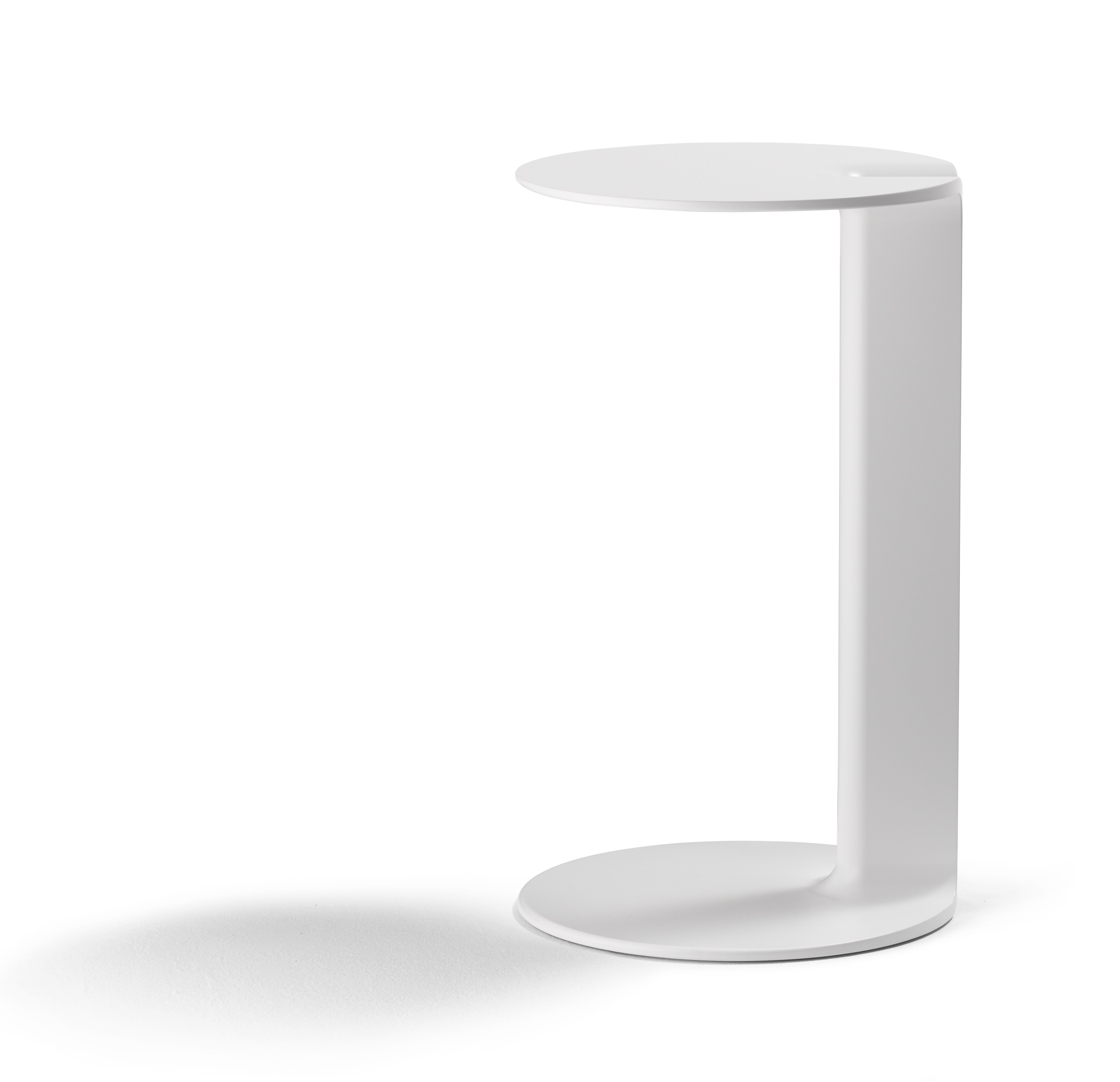 Weißer Twin Beistelltisch von Cor, minimalistisches Design mit runder Tischplatte und Fuß, modernes Möbelstück.