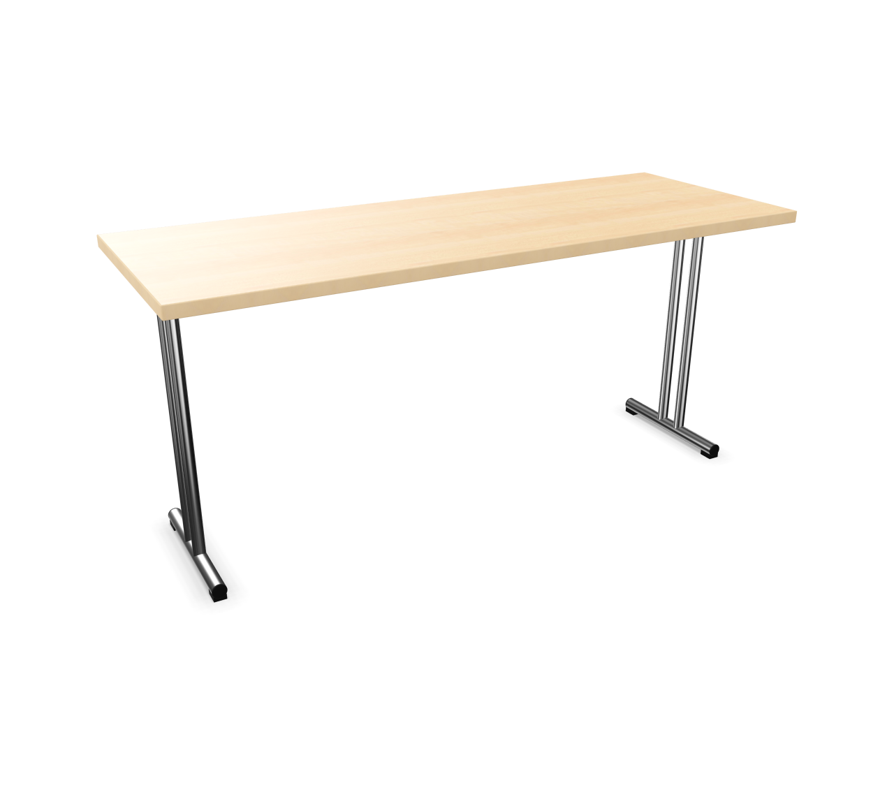 Rechteckiger Klapptisch "Basic" von Brunner mit hellem Holzdekor und verchromtem Gestell. Ideal für Konferenzen.