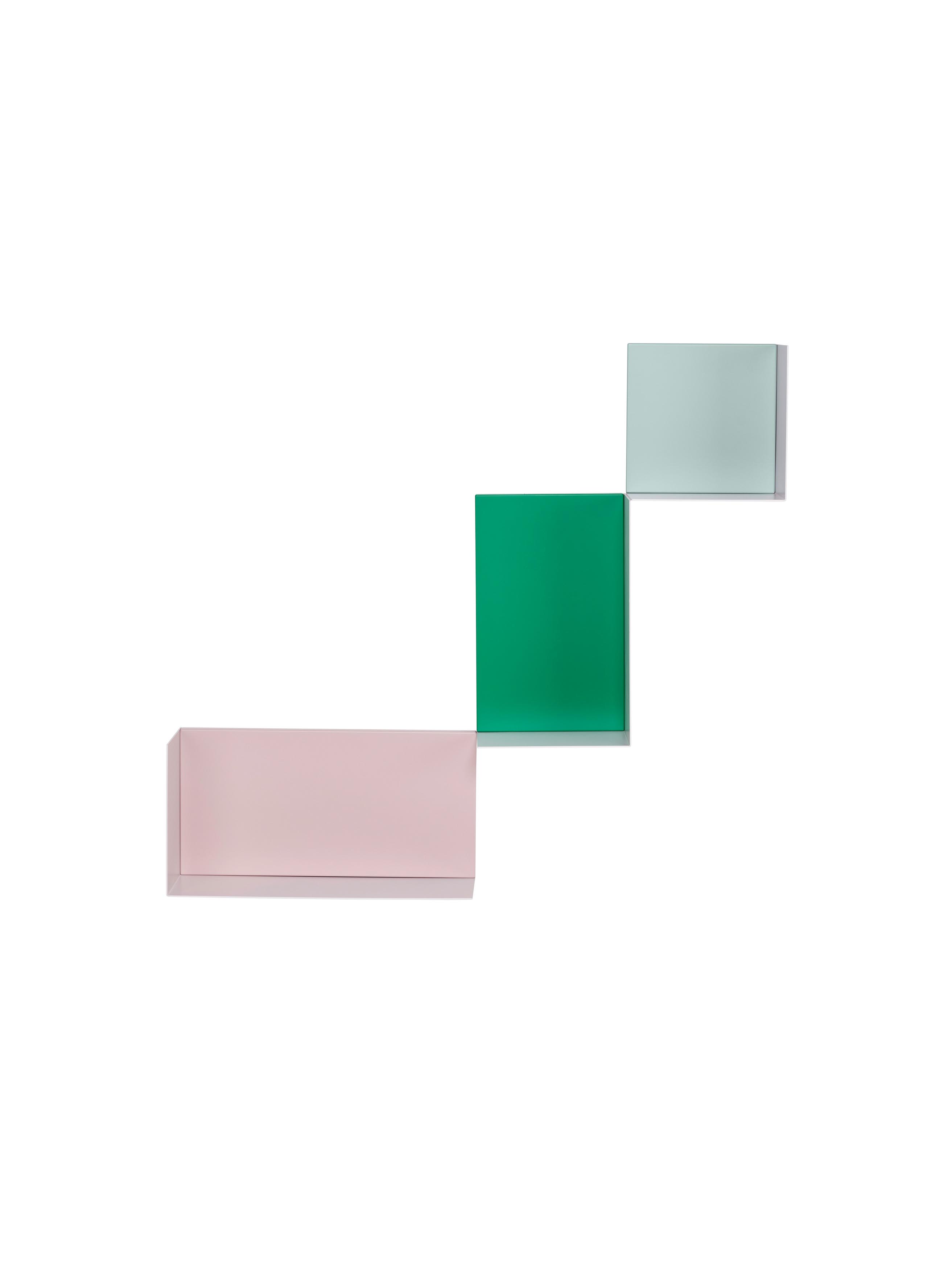 Dado Regalelement von Schönbuch: Wandregal in Rosa, Grün und Hellblau, modernes Design.