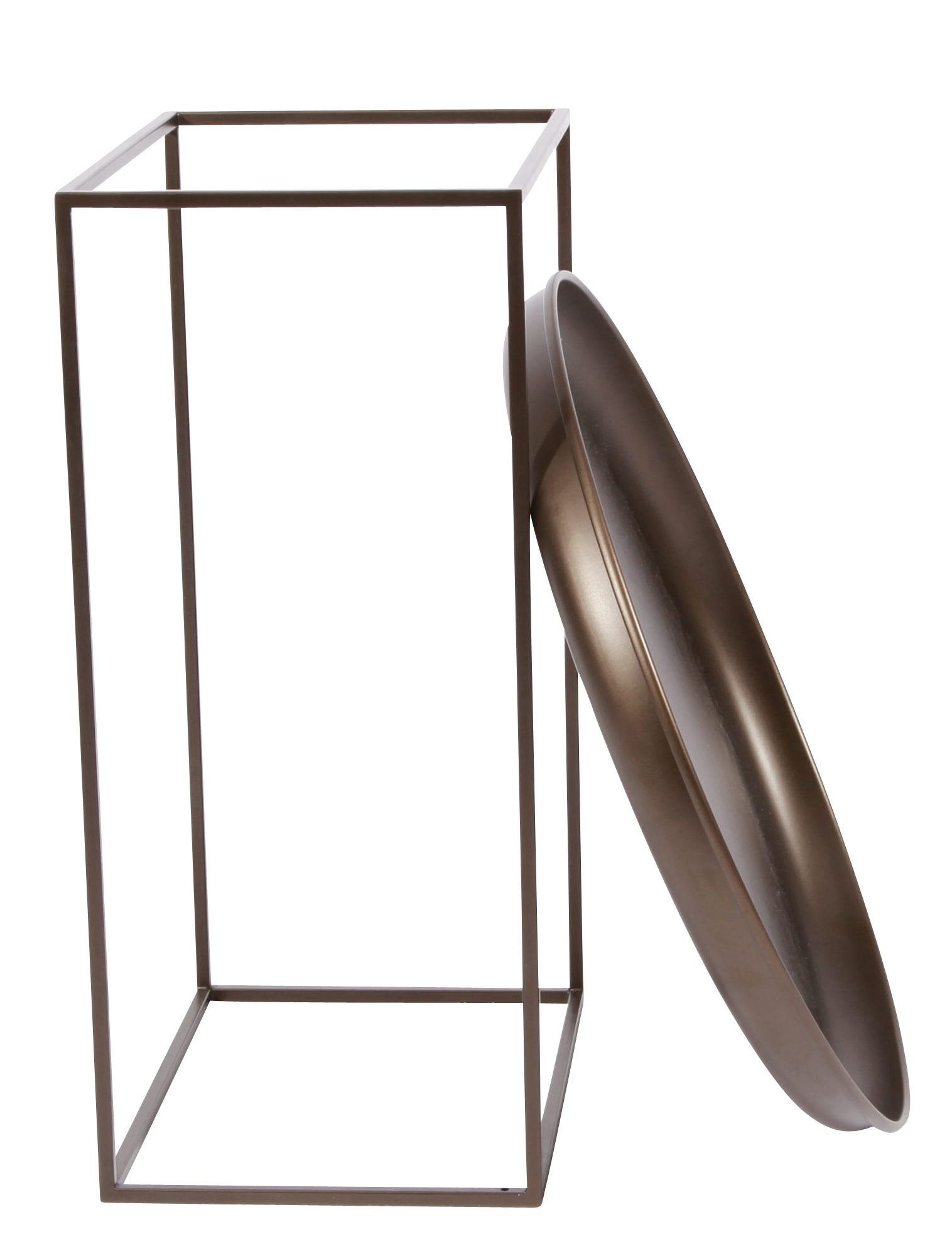 Duke Small Side Table Beistelltisch Norr11 Bronze mit abnehmbarem Tablett, modernes Design.