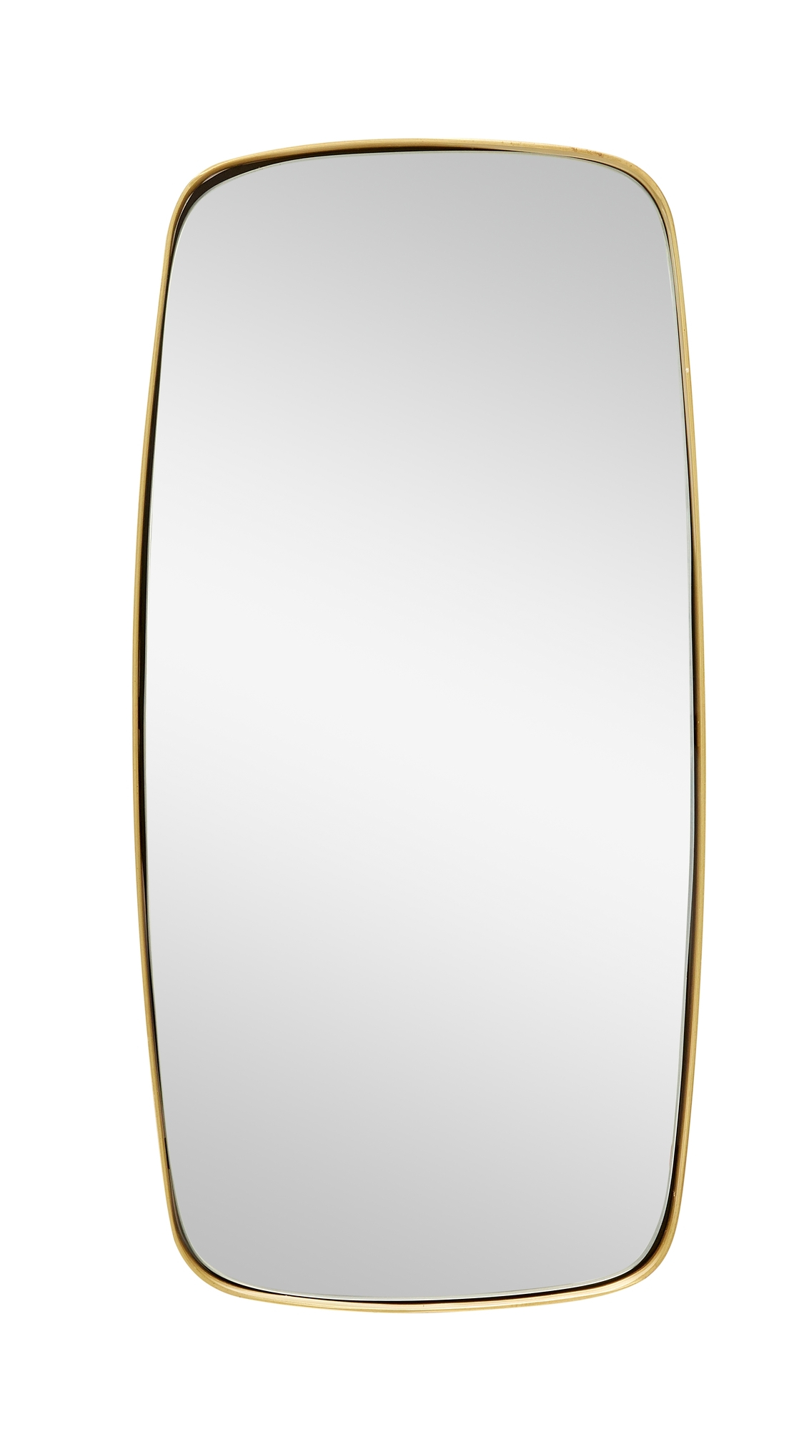 Rechteckiger Wandspiegel mit abgerundeten Ecken und Messingrahmen, Hübsch Interior Spiegel.