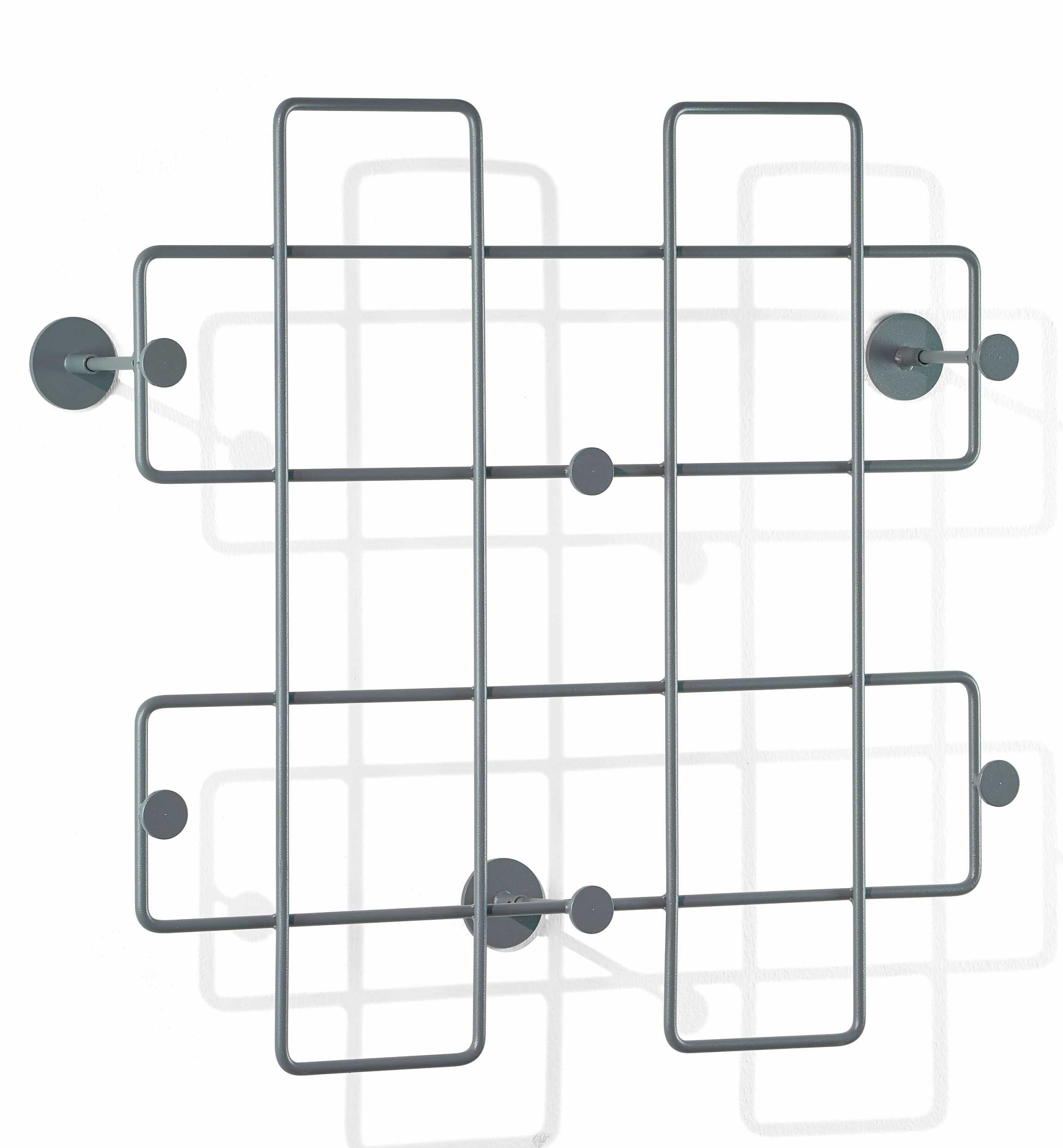 Bazar Wandgarderobe groß, basaltgrau von Richard Lampert: Moderne Garderobe aus Metall mit Haken.