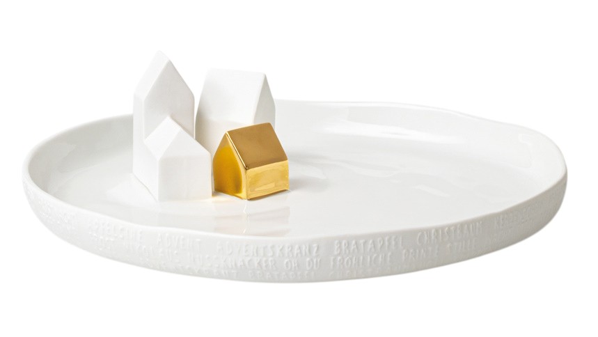 Porzellangeschichten Teller Häuser Räder 