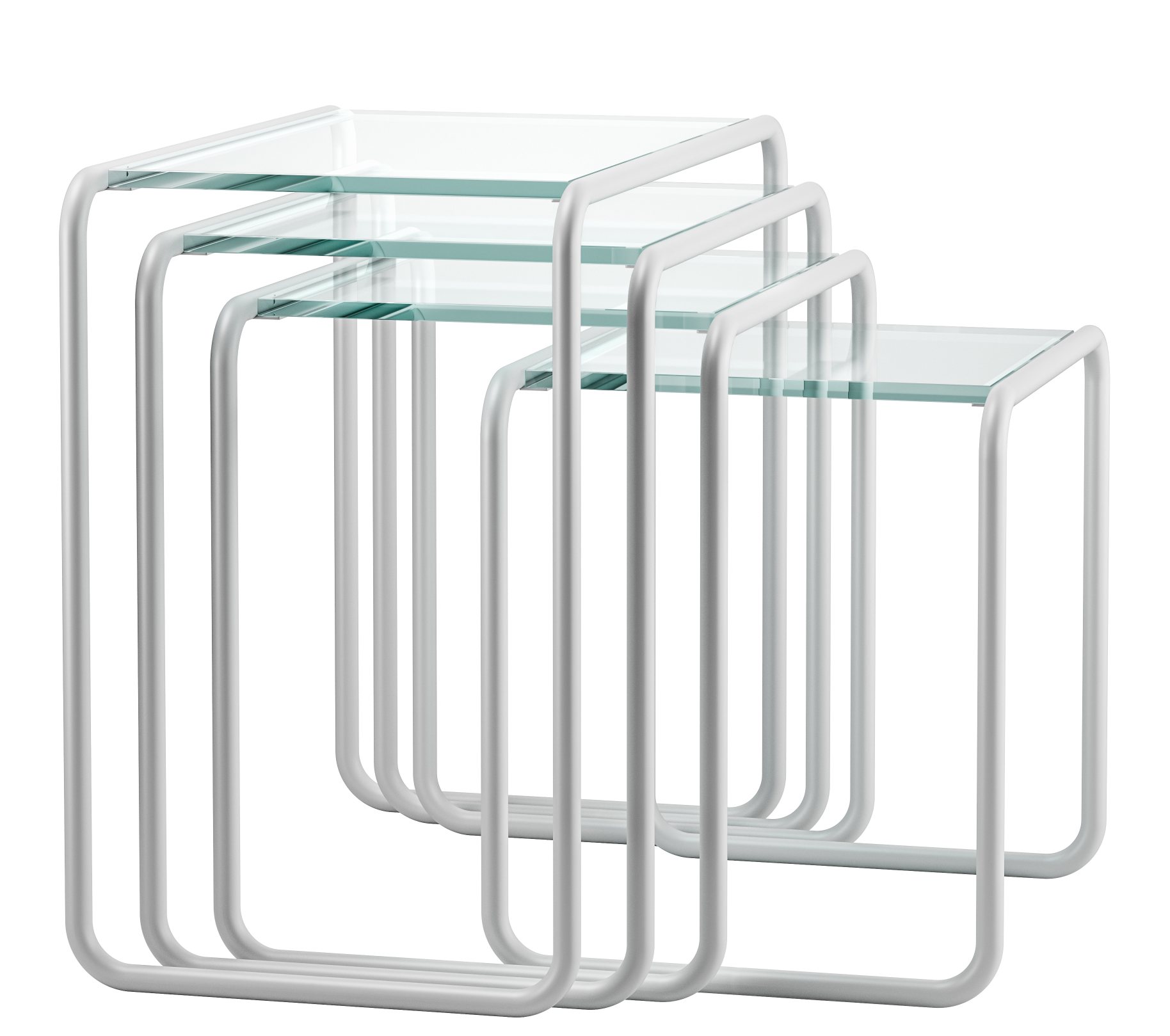 Set B 9 All Season Outdoor Beistelltische Thonet Weiss - Klarglas