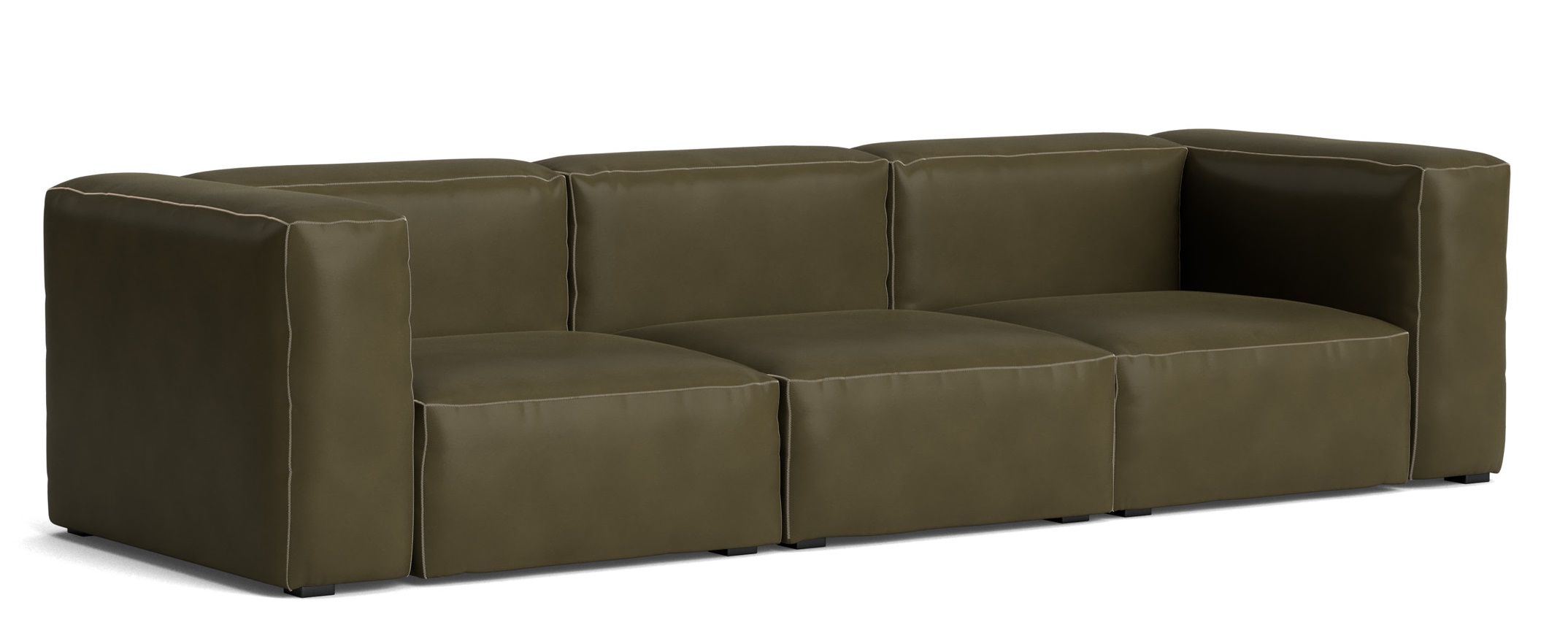 Mags Soft Sofa 3-Sitzer Combination 1 Hay Leder Sense Forest mit Beige Stich