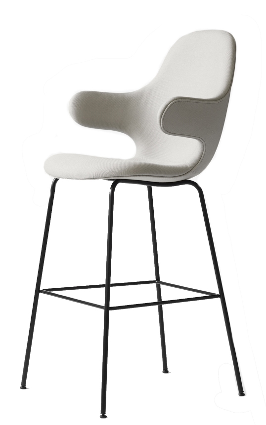 Catch Barstool Barhocker von AndTradition, gepolstert in Weiß, mit schwarzem Metallgestell.