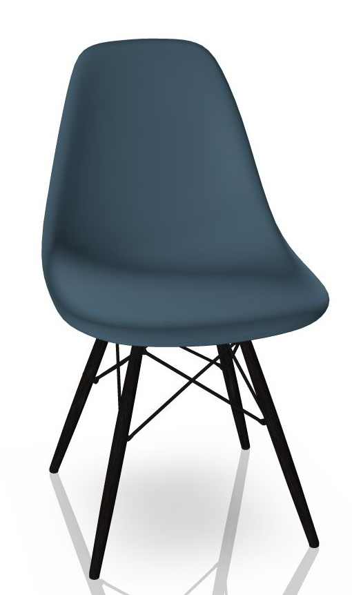 Eames Plastic Side Chair DSW Stuhl Vitra Ahorn schwarz-Meeresblau