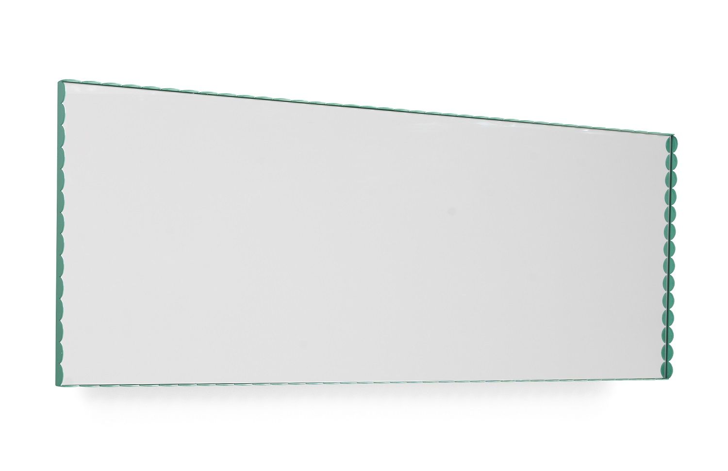 Rechteckiger Arcs Spiegel von Hay mit grünem Rahmen und wellenförmigen Kanten.