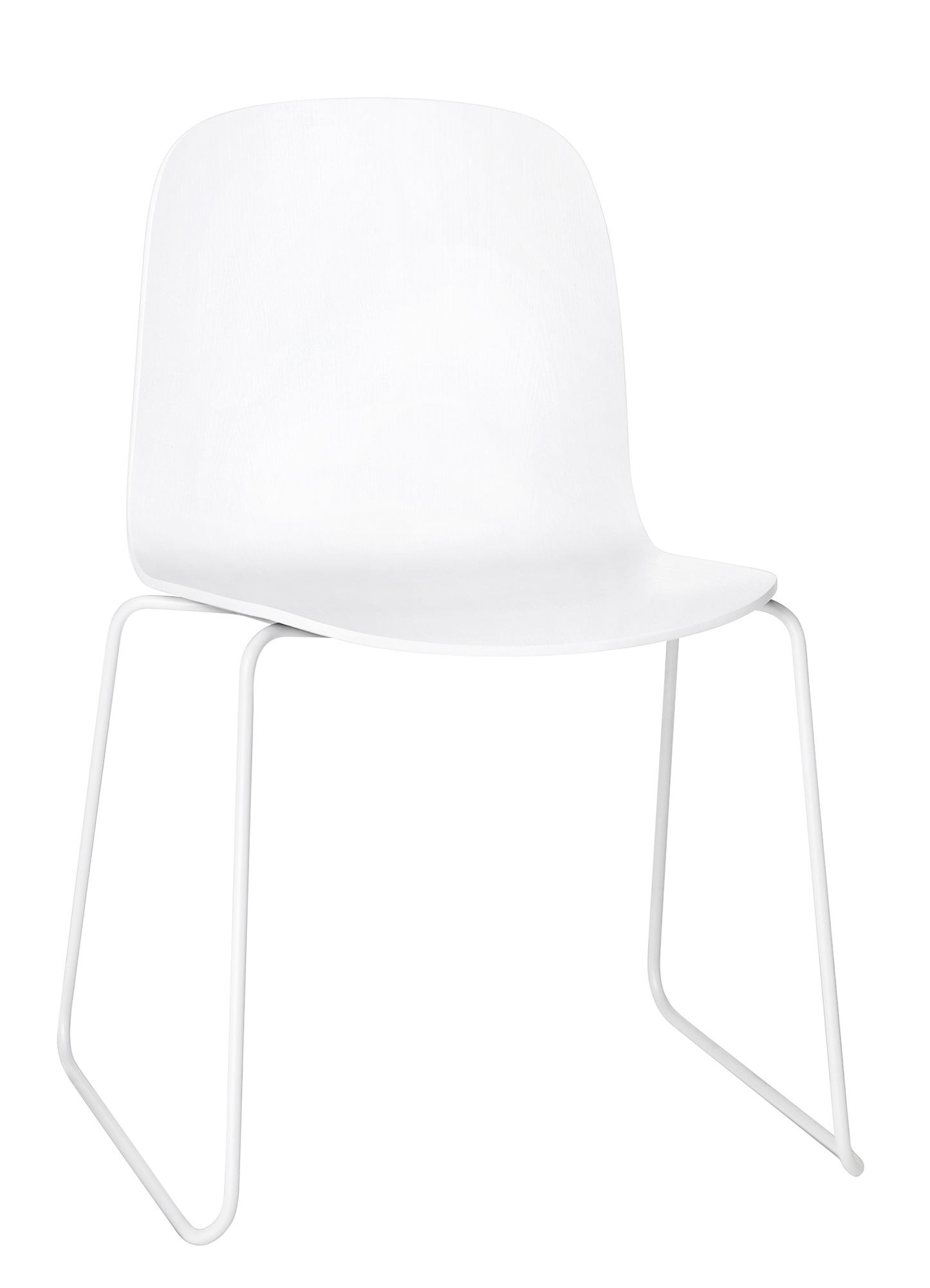 Weißer Visu Chair von Muuto mit Kufengestell, moderner Stuhl für Esszimmer und Büro.