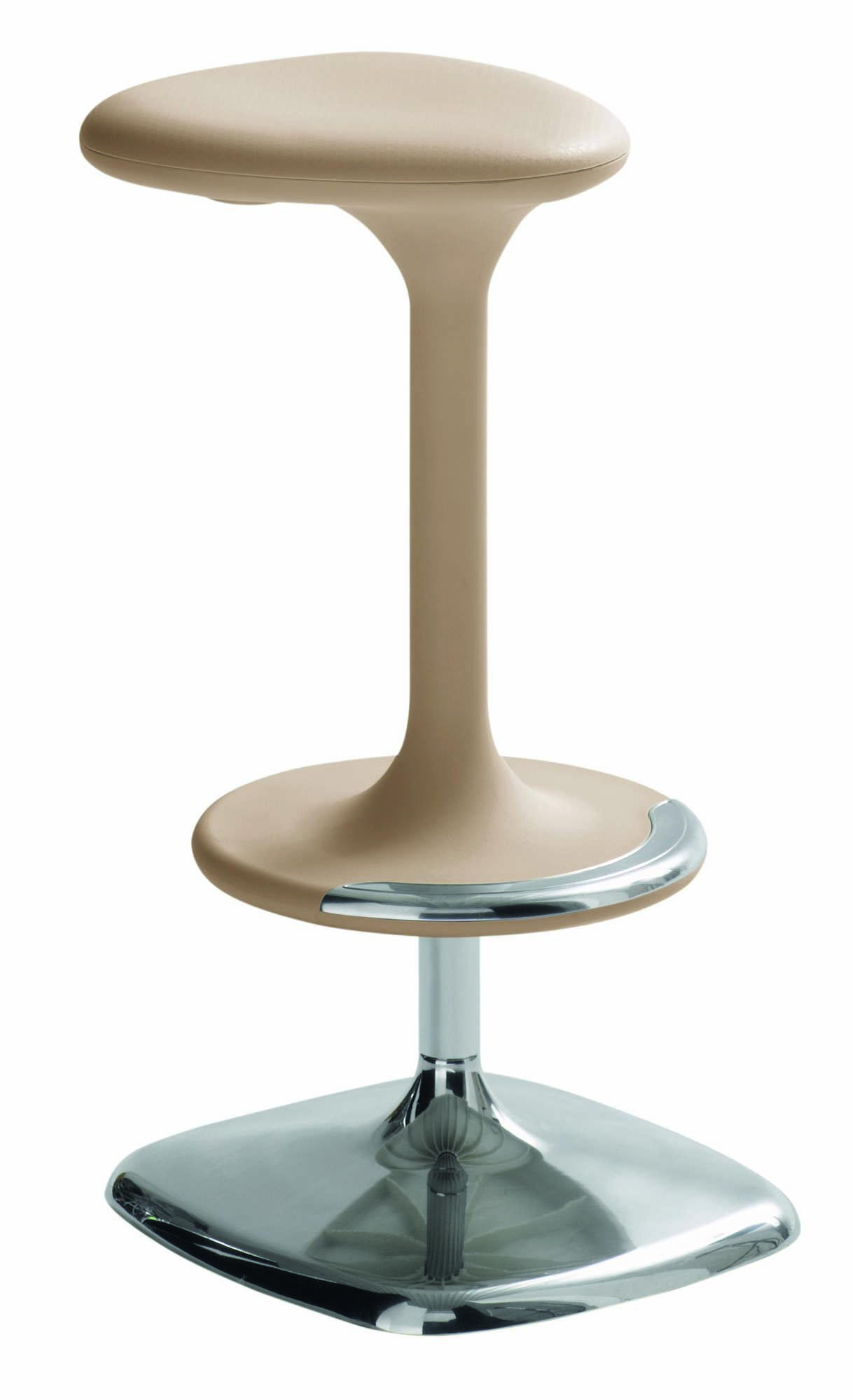 Kant Barhocker von Casamania Horm, beige Sitzfläche, Chromfuß, moderner Outdoor-Barstuhl für Terrasse und Garten.