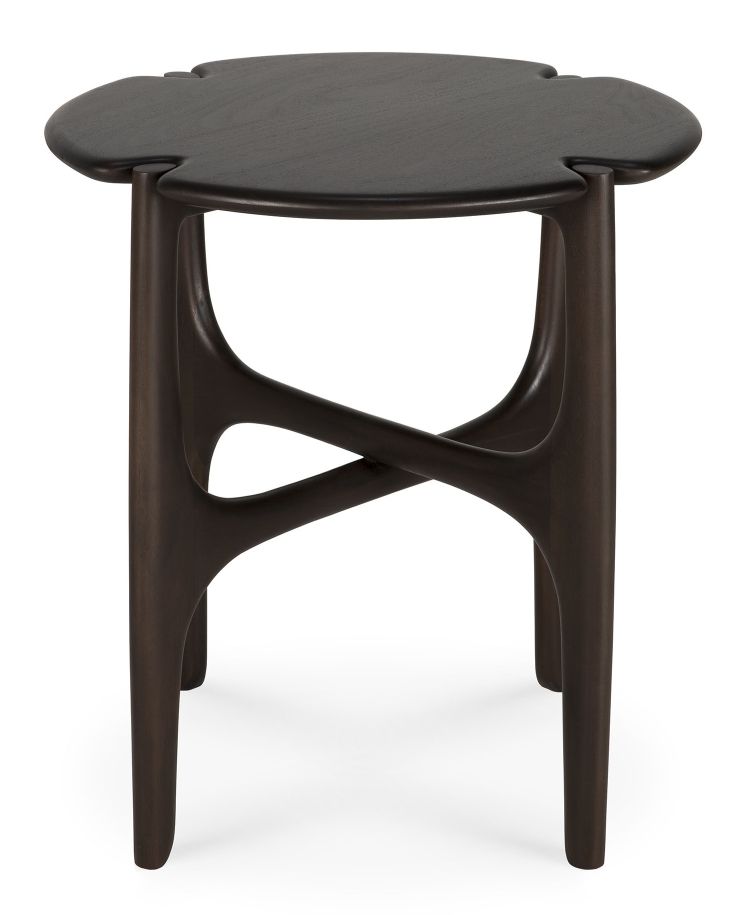 Ethnicraft PI Beistelltisch aus Mahagoni, dunkelbraun lackiert, mit einzigartigem, modernem Design.