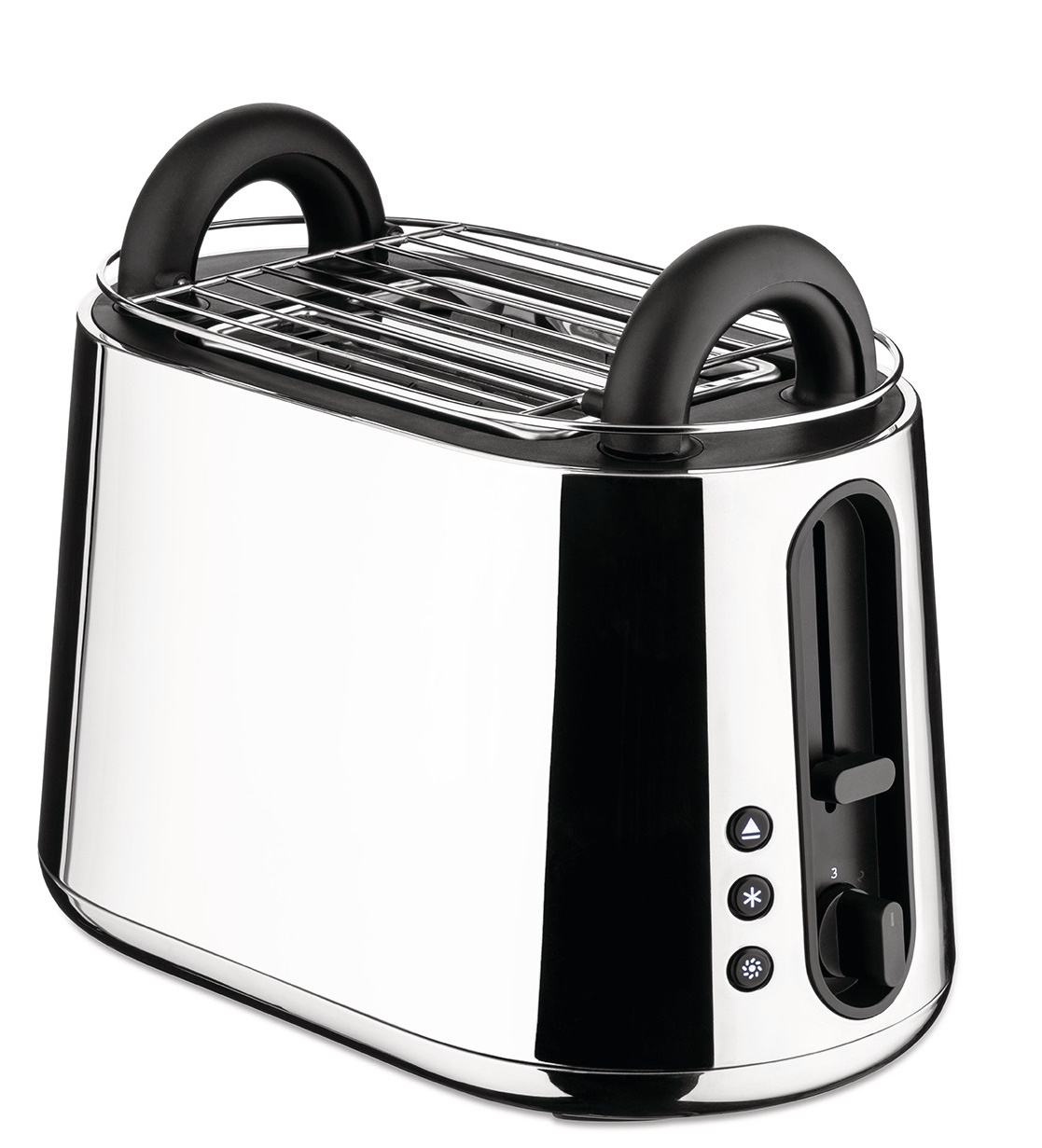 Alessi Toru Toaster mit Brioche-Wärmegrillaufsatz, Ersatzteil aus Edelstahl, Küchengerät.