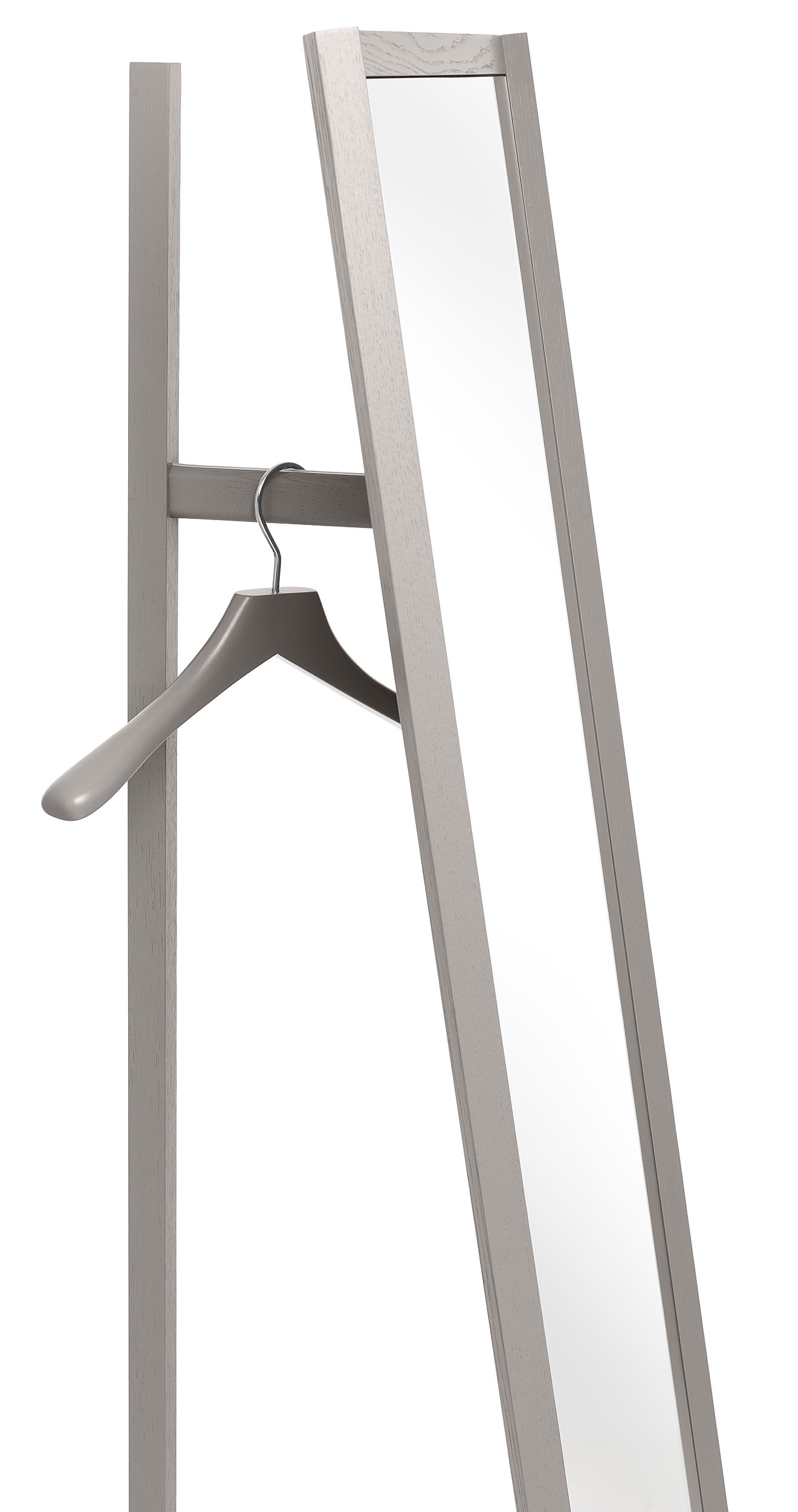 Schönbuch Club Standspiegel mit Garderobe in Grau, inklusive Kleiderbügel, modernes Design für Flur und Ankleidezimmer.