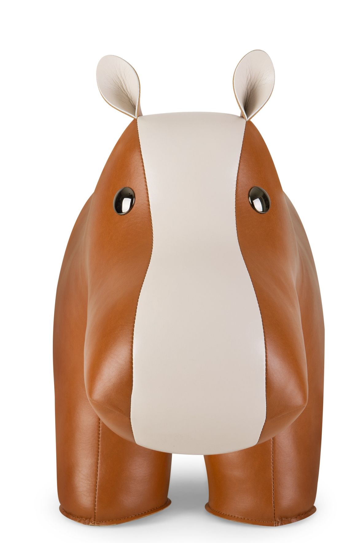 Brauner Hippo Hocker von Züny, ein dekorativer Sitzhocker in Form eines Nilpferds.