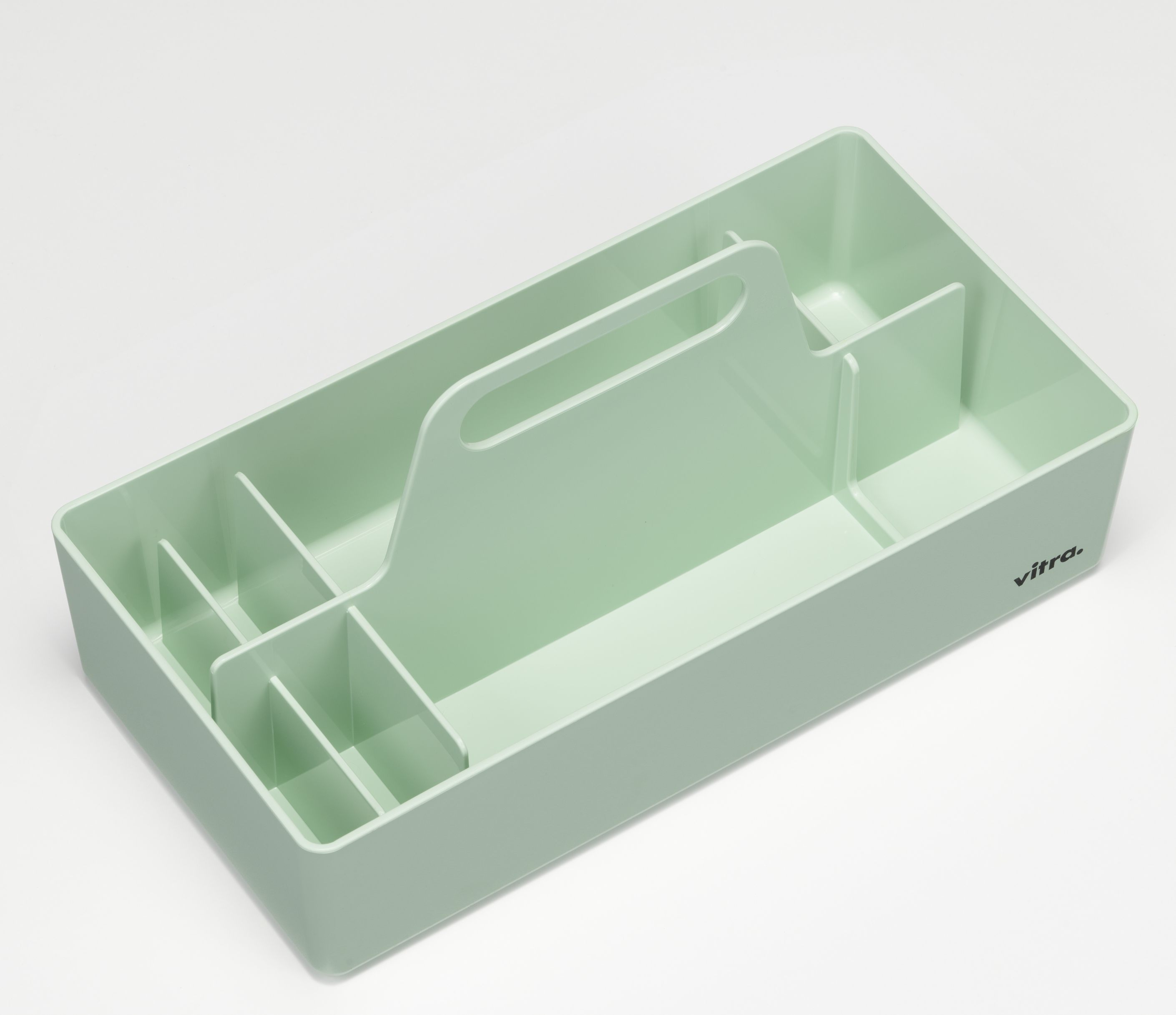Vitra Toolbox RE, mintgrüne Organisationsbox mit Fächern und Tragegriff für Büro, Werkstatt oder Zuhause.