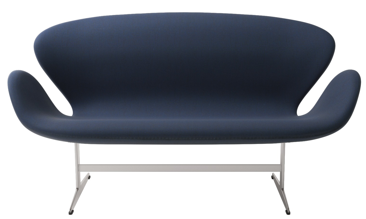 Blaues Swan Sofa mit Metallgestell, Designklassiker von Fritz Hansen. Designermöbel für Wohnzimmer.