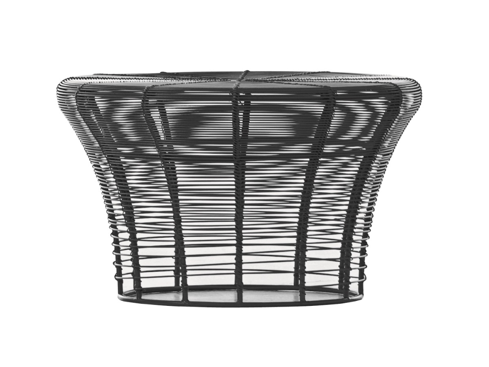 Aram Tisch von GAN, anthrazitfarbener Beistelltisch aus Metall, Drahtgeflecht, modernes Design.
