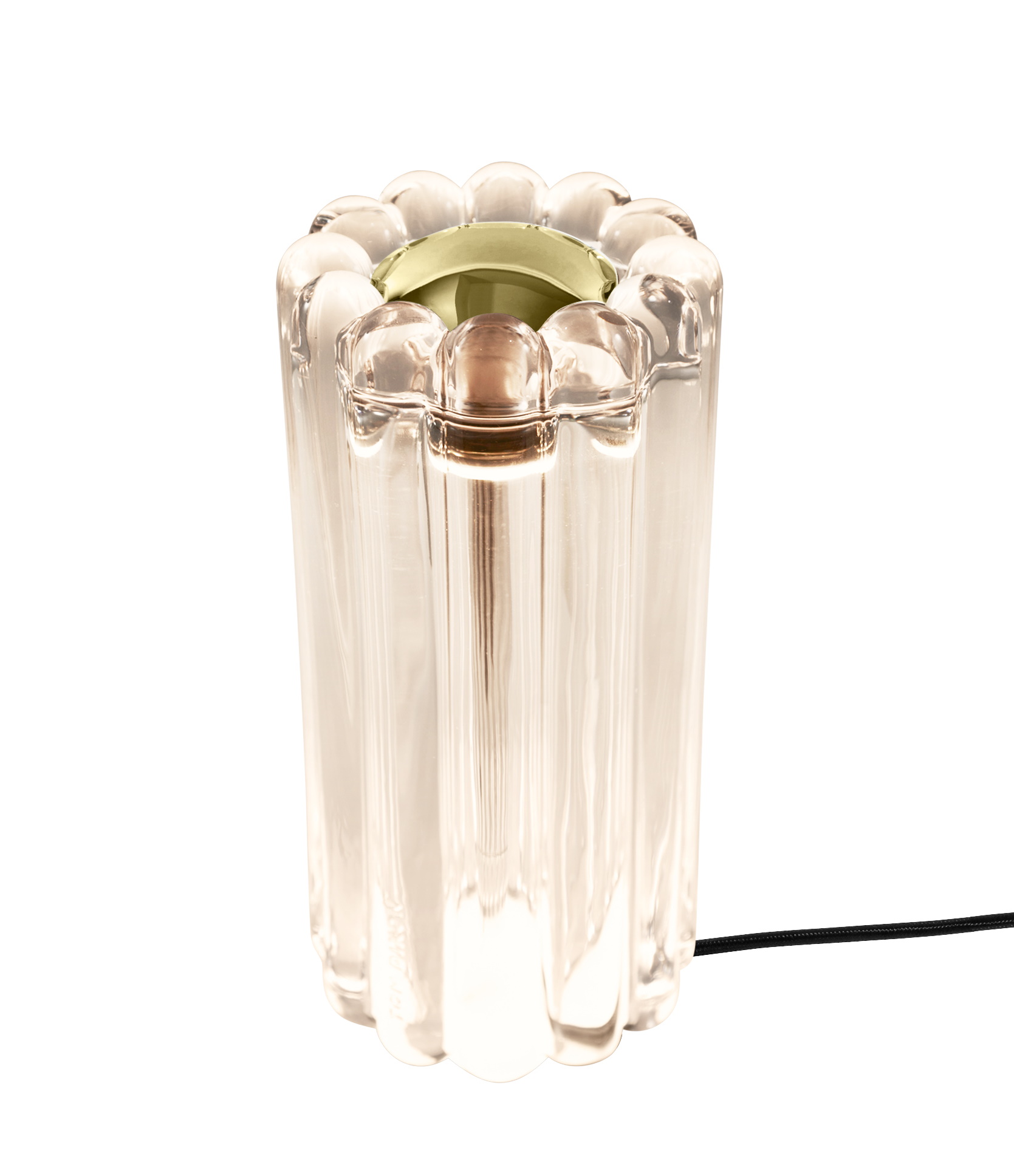 Press Tischleuchte von Tom Dixon aus transparentem Glas, moderne Tischlampe für Wohnzimmer und Schlafzimmer.