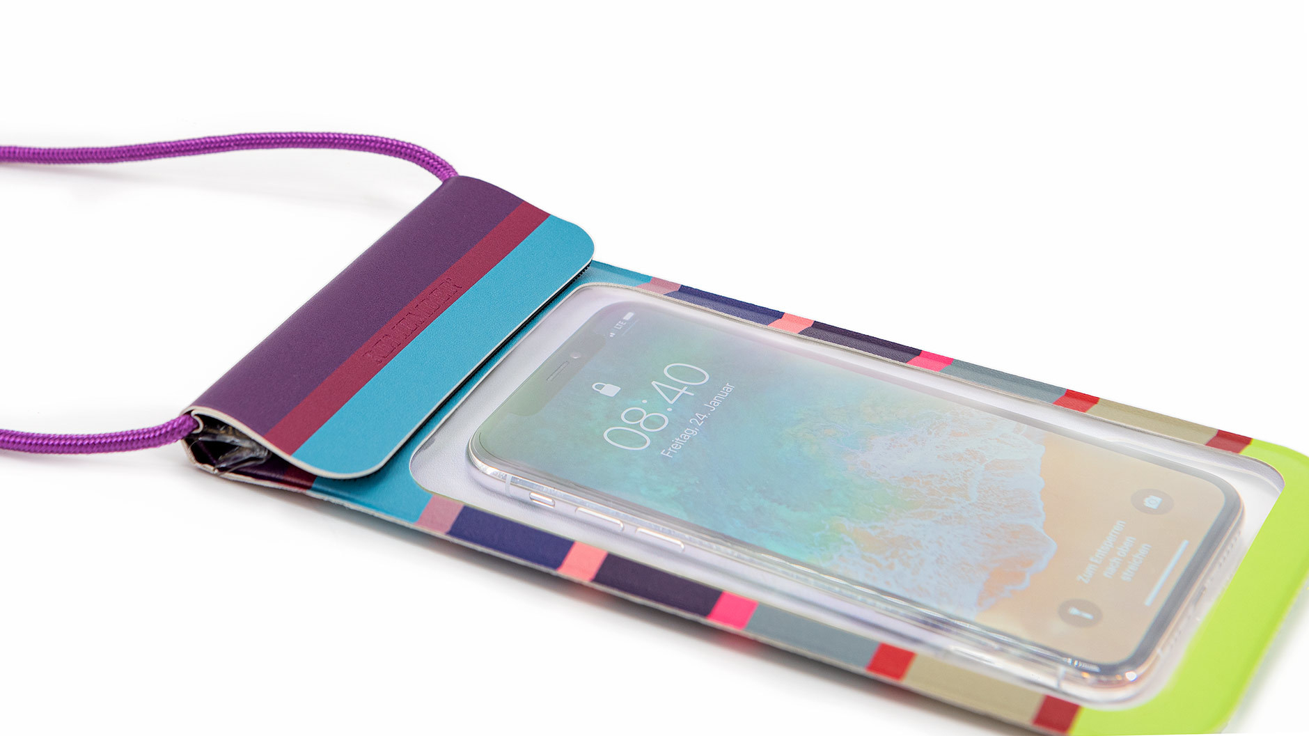 Costa Handytasche Wasserdicht: Smartphone in farbenfroher, wasserdichter Schutzhülle mit Umhängeband. Ideal für Strand, Pool und Outdoor-Aktivitäten.