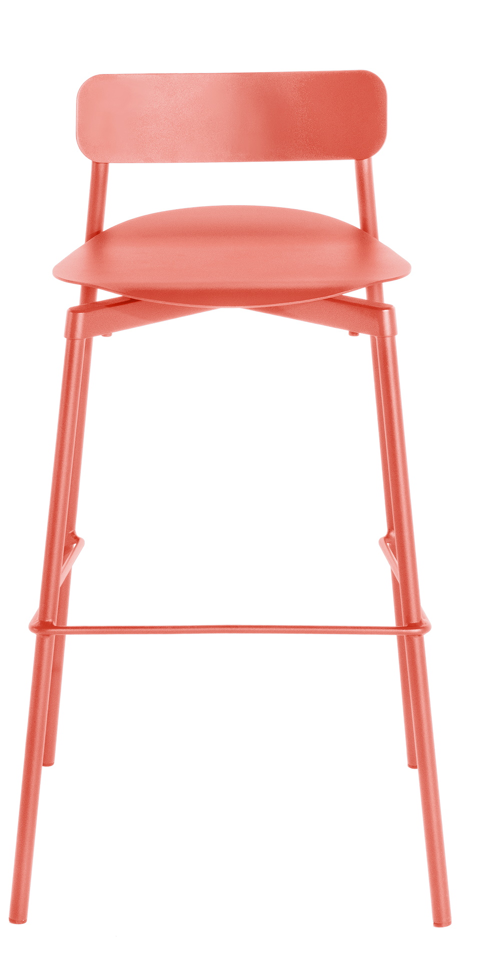 Fromme Barhocker in Koralle: Moderner Barstuhl mit Rückenlehne und Fußstütze für Küche und Bar.