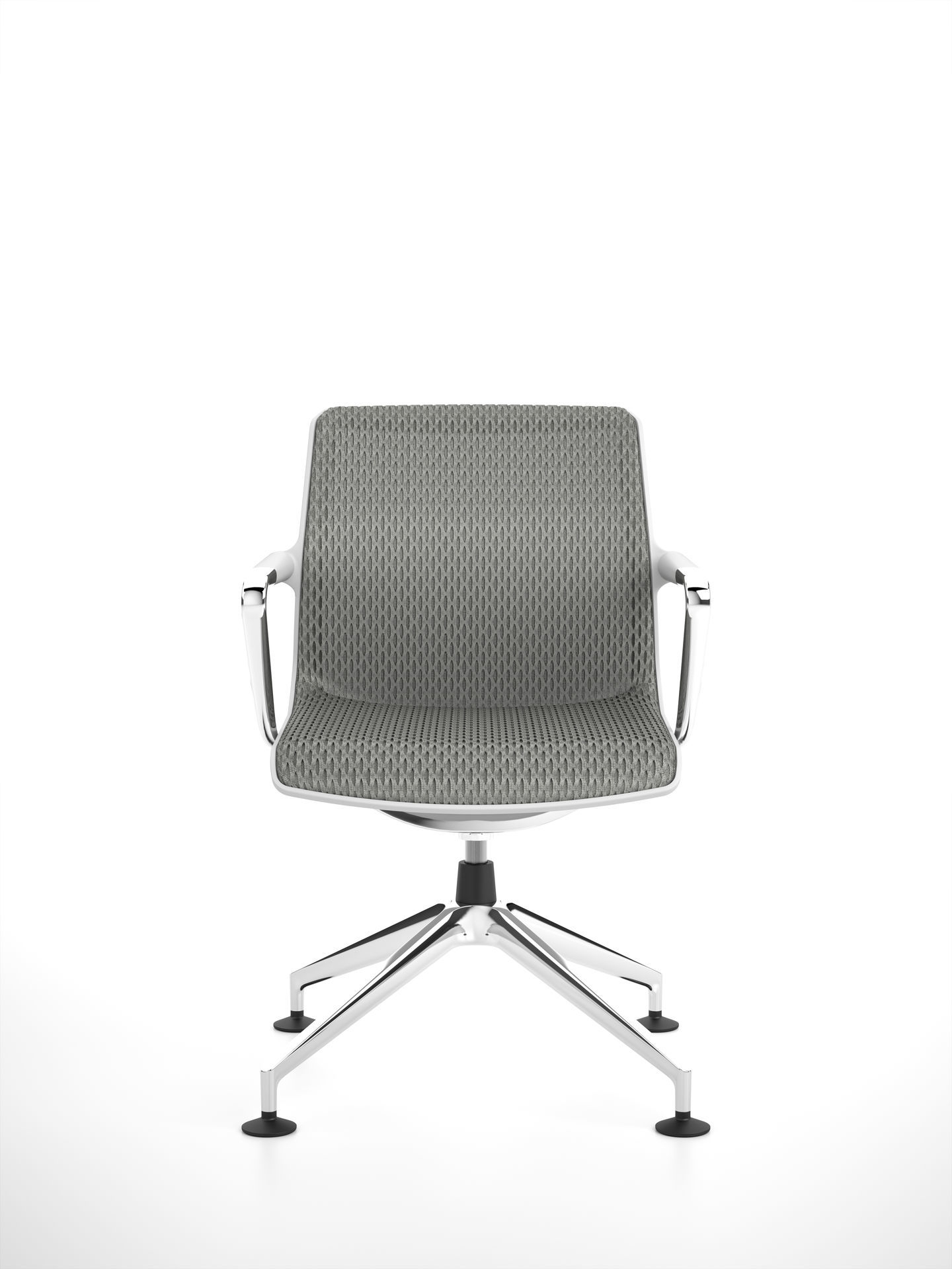 Vitra Unix Chair Bürostuhl mit grauem Stoffbezug und Viersternfuß aus Chrom.