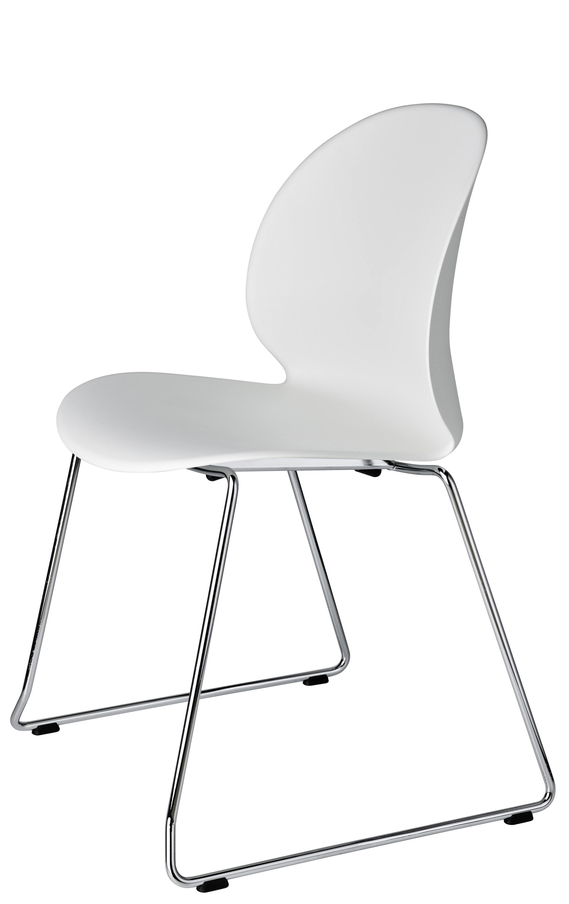 Weißer N02 Recycle Stuhl von Fritz Hansen mit verchromtem Stahlgestell, modernes Design.