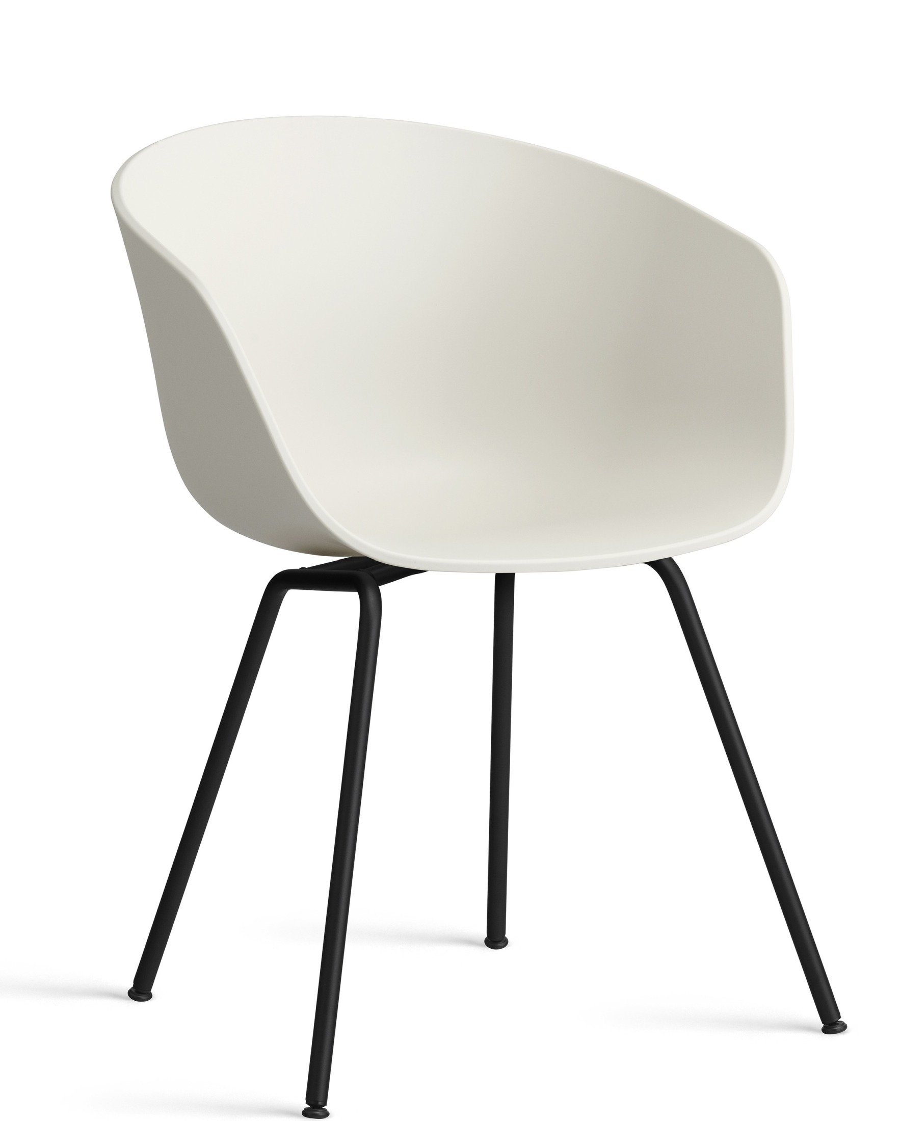 About A Chair AAC26 Stuhl in Creme mit schwarzem Gestell, modernes Design für Wohnen und Büro.
