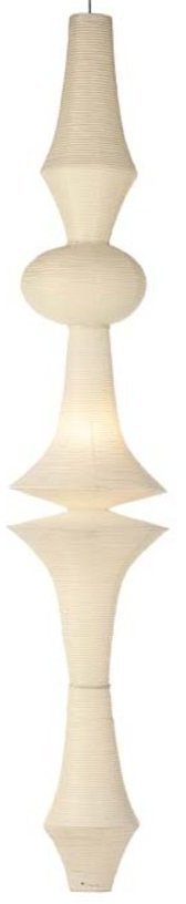 Akari Hängeleuchte E von Vitra, eine lange, weiße Papierleuchte für Wohnräume.