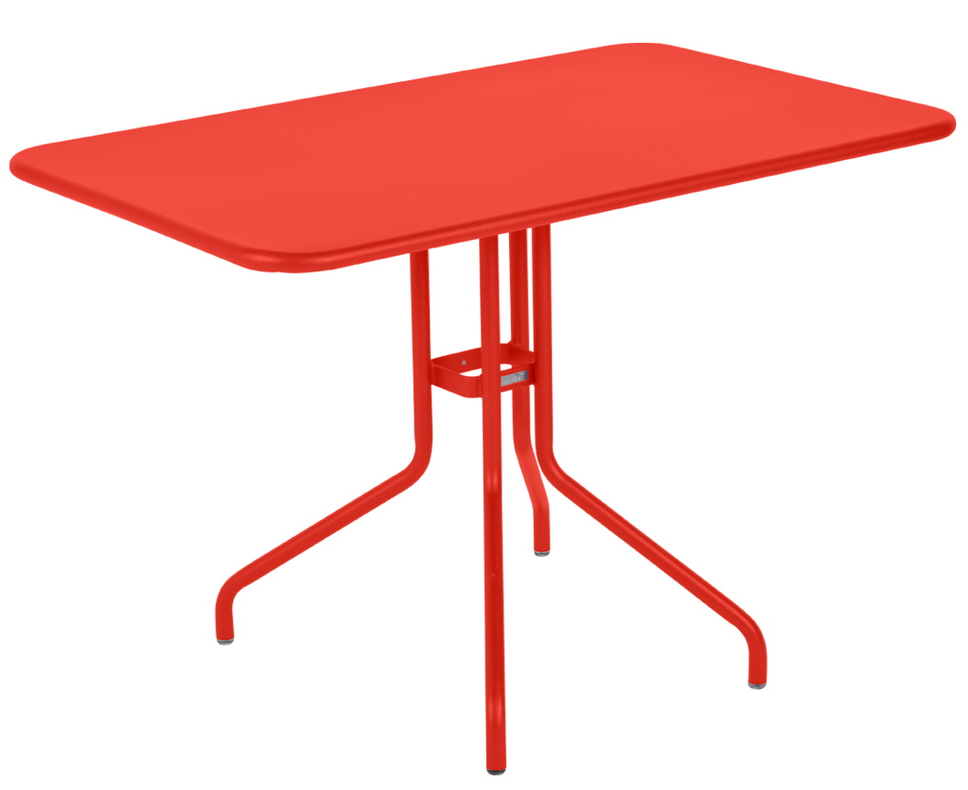 Roter Pétale Tisch von Fermob, 110x70 cm, für den Außenbereich. Moderner Gartentisch aus Metall.