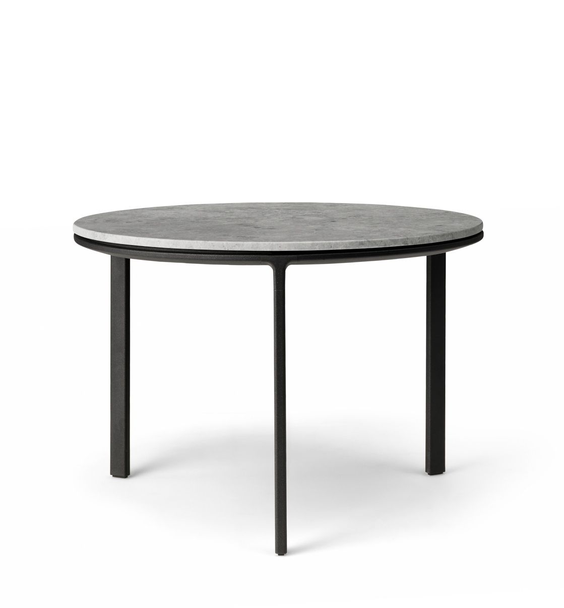 Runder Vipp Couchtisch Ø60 mit grauer Tischplatte und schwarzem Metallgestell. Moderner Beistelltisch für Wohnzimmer.