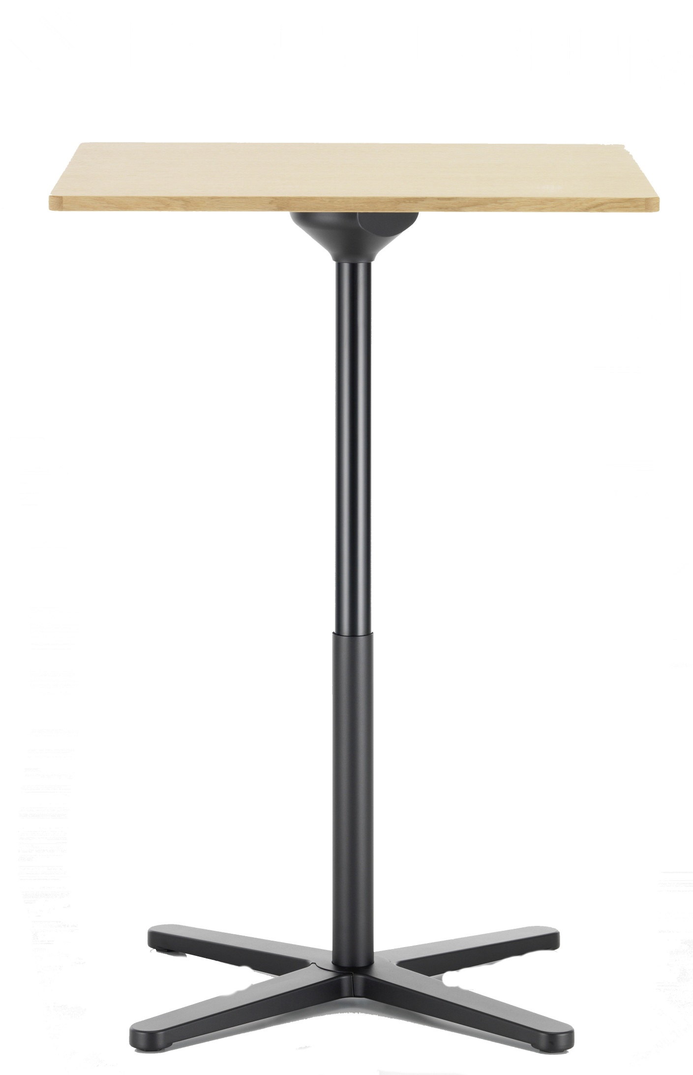 Vitra Super Fold Table, ein rechteckiger, faltbarer Stehtisch mit hellem Holz und schwarzem Gestell.