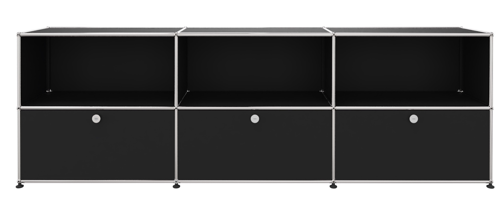 USM Haller Sideboard 3 Offen / 3 Klappen Graphitschwarz - FAST DELIVERY
