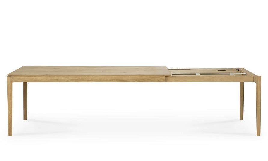 Bok Esstisch ausziehbar Eiche, rechteckig, mit sichtbarem Ausziehmechanismus, modernes Design für Esszimmer.